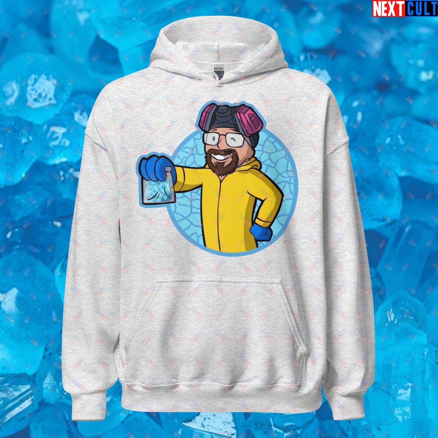 Chemistry Boy Walter White Breaking Bad Vault Boy Fallout Funny Meme Cartoon Mashup Unisex Hoodie Ash Hoodies Breaking Bad Fallout TV Shows Vault Boy Next Cult Brand