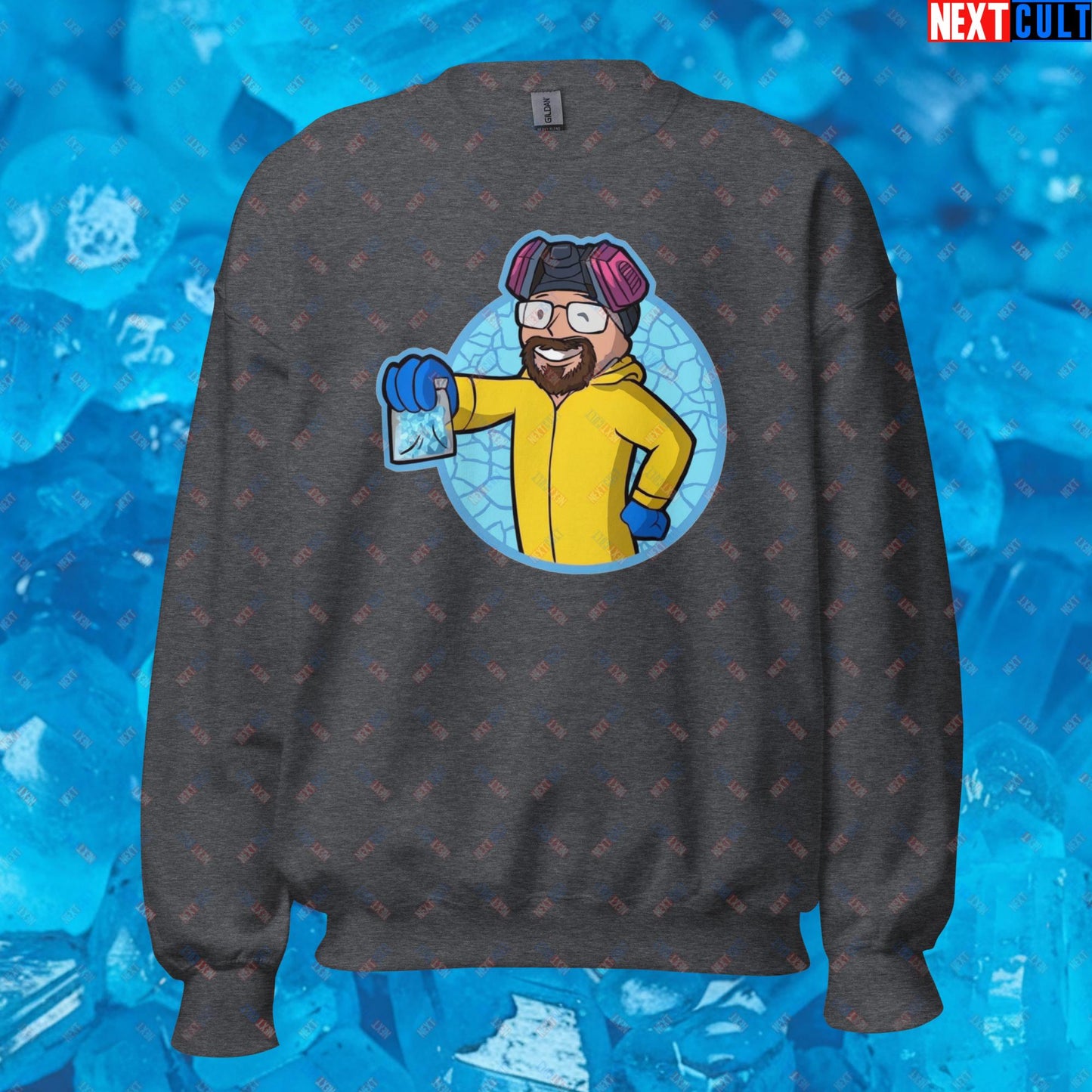 Chemistry Boy Walter White Breaking Bad Vault Boy Fallout Funny Meme Cartoon Mashup Unisex Sweatshirt Next Cult Brand