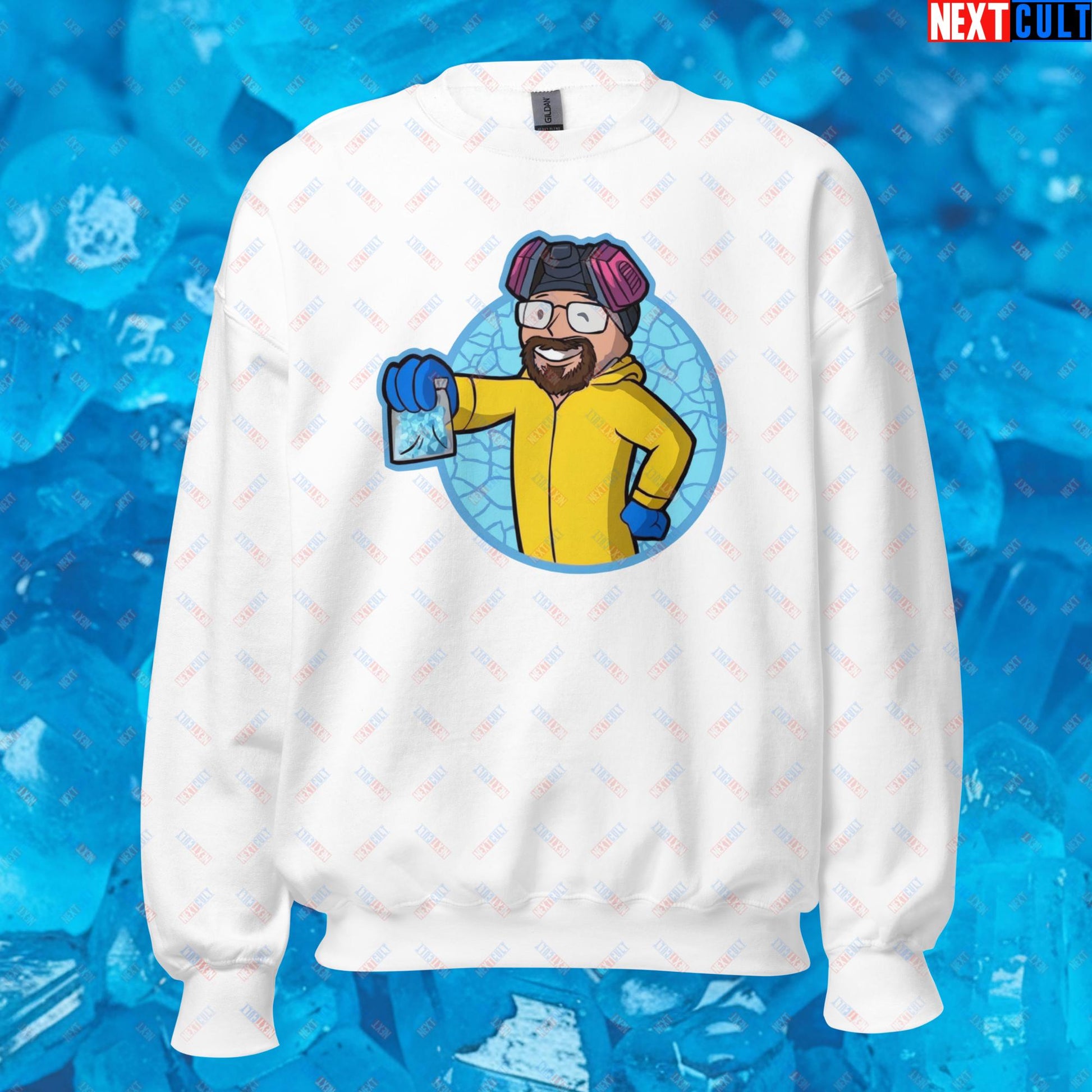 Chemistry Boy Walter White Breaking Bad Vault Boy Fallout Funny Meme Cartoon Mashup Unisex Sweatshirt Next Cult Brand