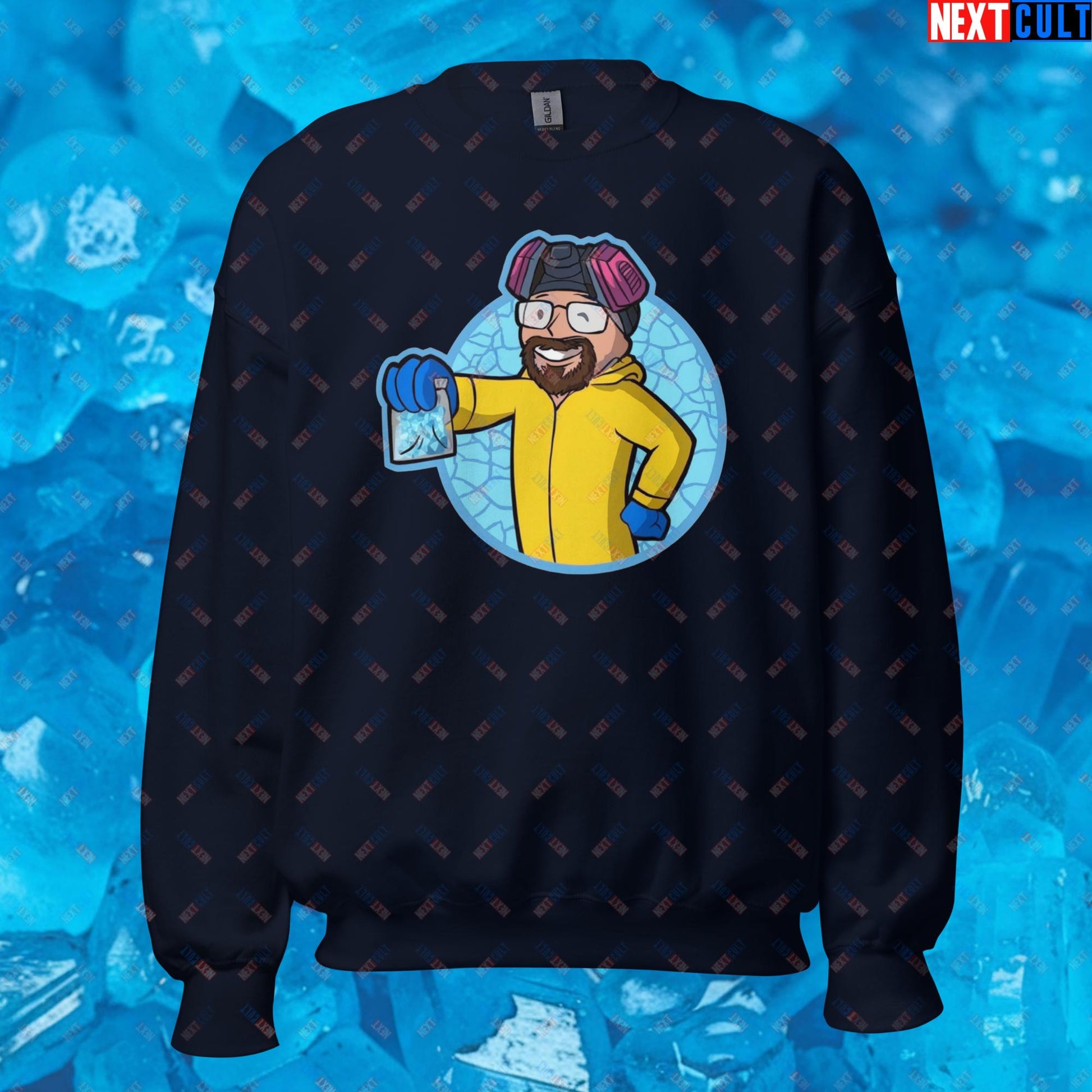 Chemistry Boy Walter White Breaking Bad Vault Boy Fallout Funny Meme Cartoon Mashup Unisex Sweatshirt Next Cult Brand