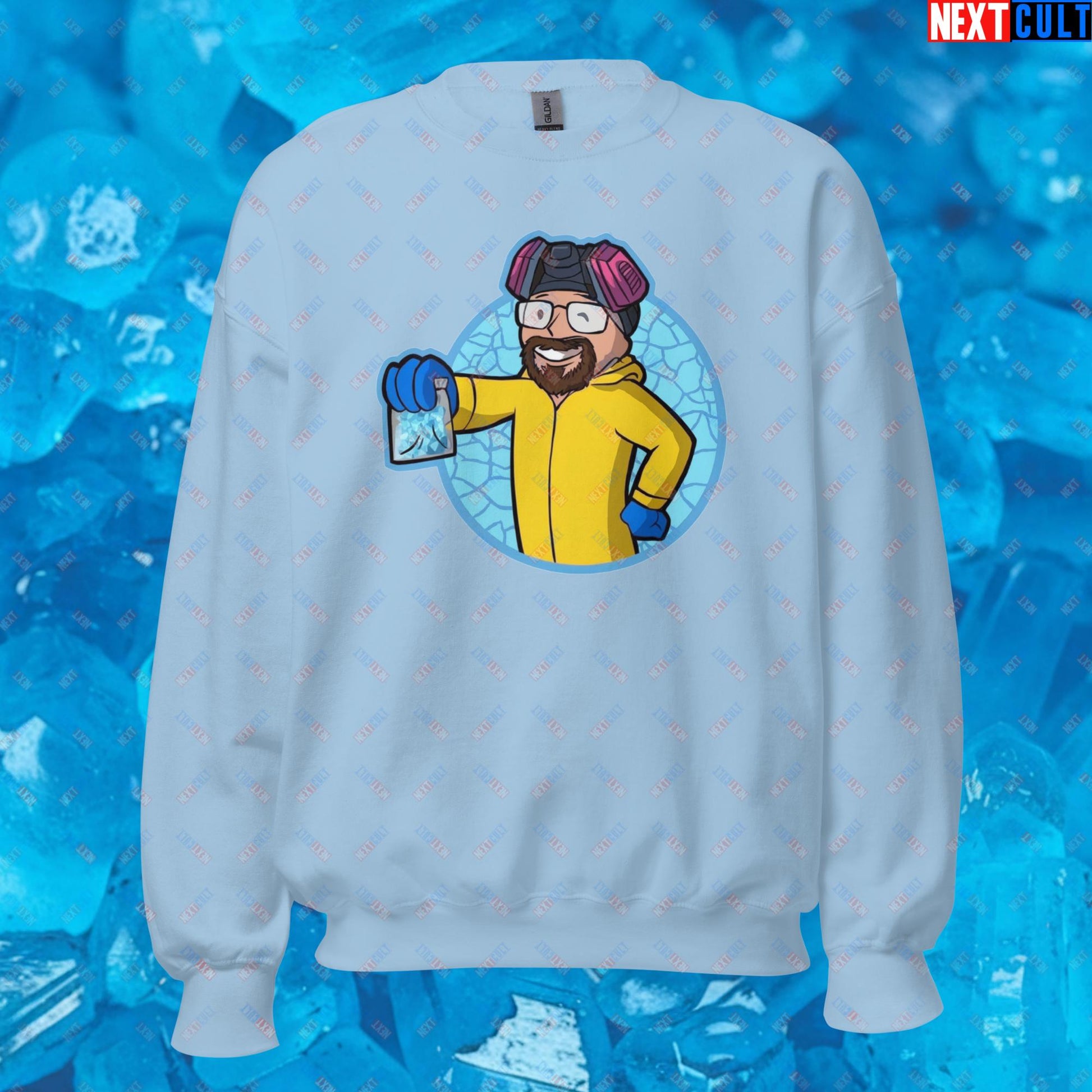 Chemistry Boy Walter White Breaking Bad Vault Boy Fallout Funny Meme Cartoon Mashup Unisex Sweatshirt Next Cult Brand