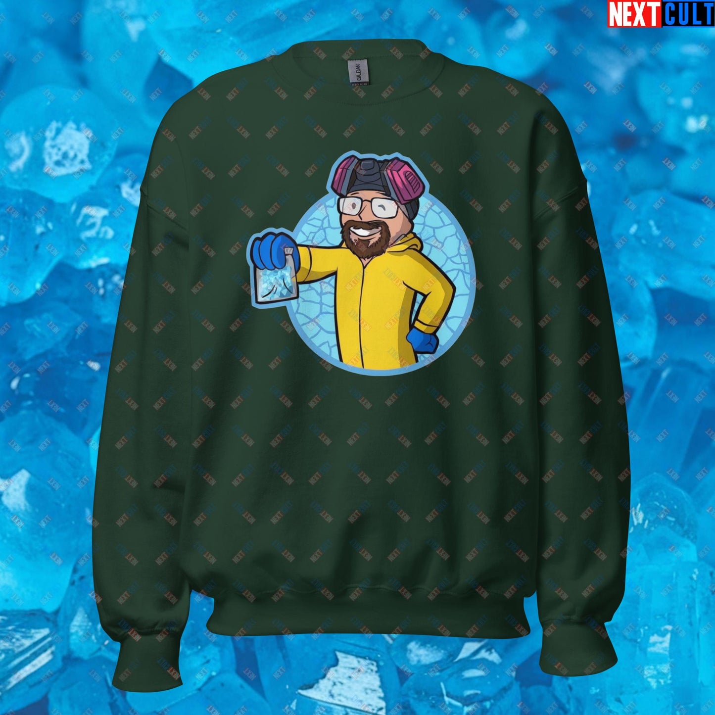 Chemistry Boy Walter White Breaking Bad Vault Boy Fallout Funny Meme Cartoon Mashup Unisex Sweatshirt Next Cult Brand