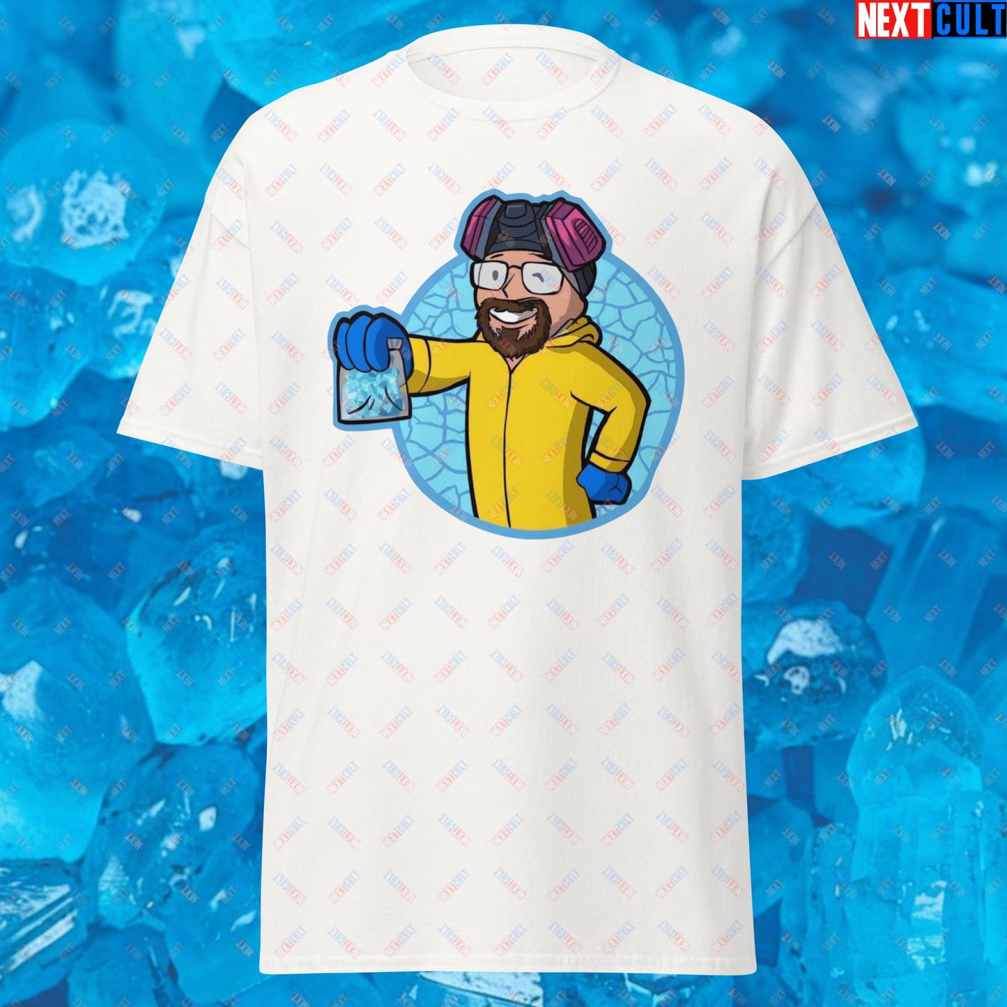 Chemistry Boy Walter White Breaking Bad Vault Boy Fallout Funny Meme Cartoon Mashup Unisex tee T-shirts Next Cult Brand