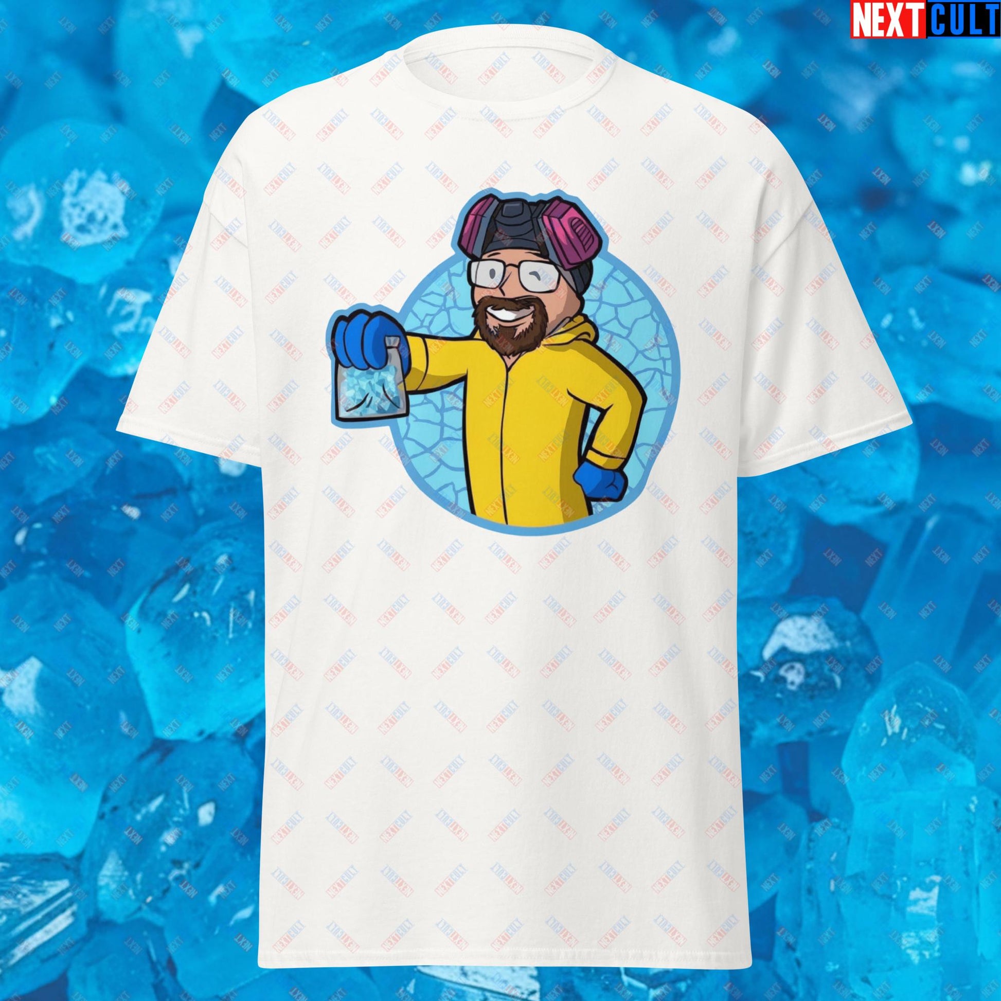 Chemistry Boy Walter White Breaking Bad Vault Boy Fallout Funny Meme Cartoon Mashup Unisex tee T-shirts Next Cult Brand