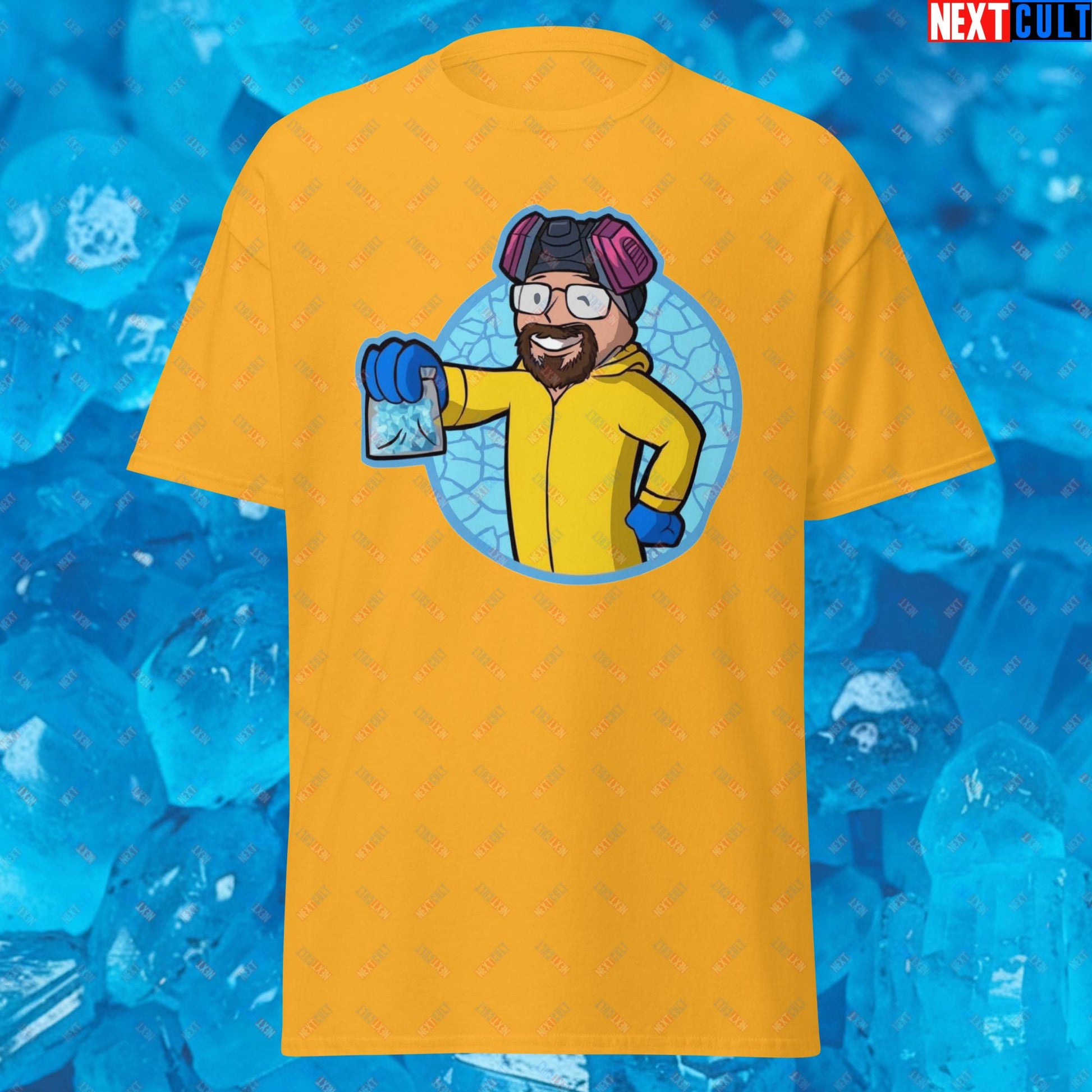 Chemistry Boy Walter White Breaking Bad Vault Boy Fallout Funny Meme Cartoon Mashup Unisex tee T-shirts Next Cult Brand