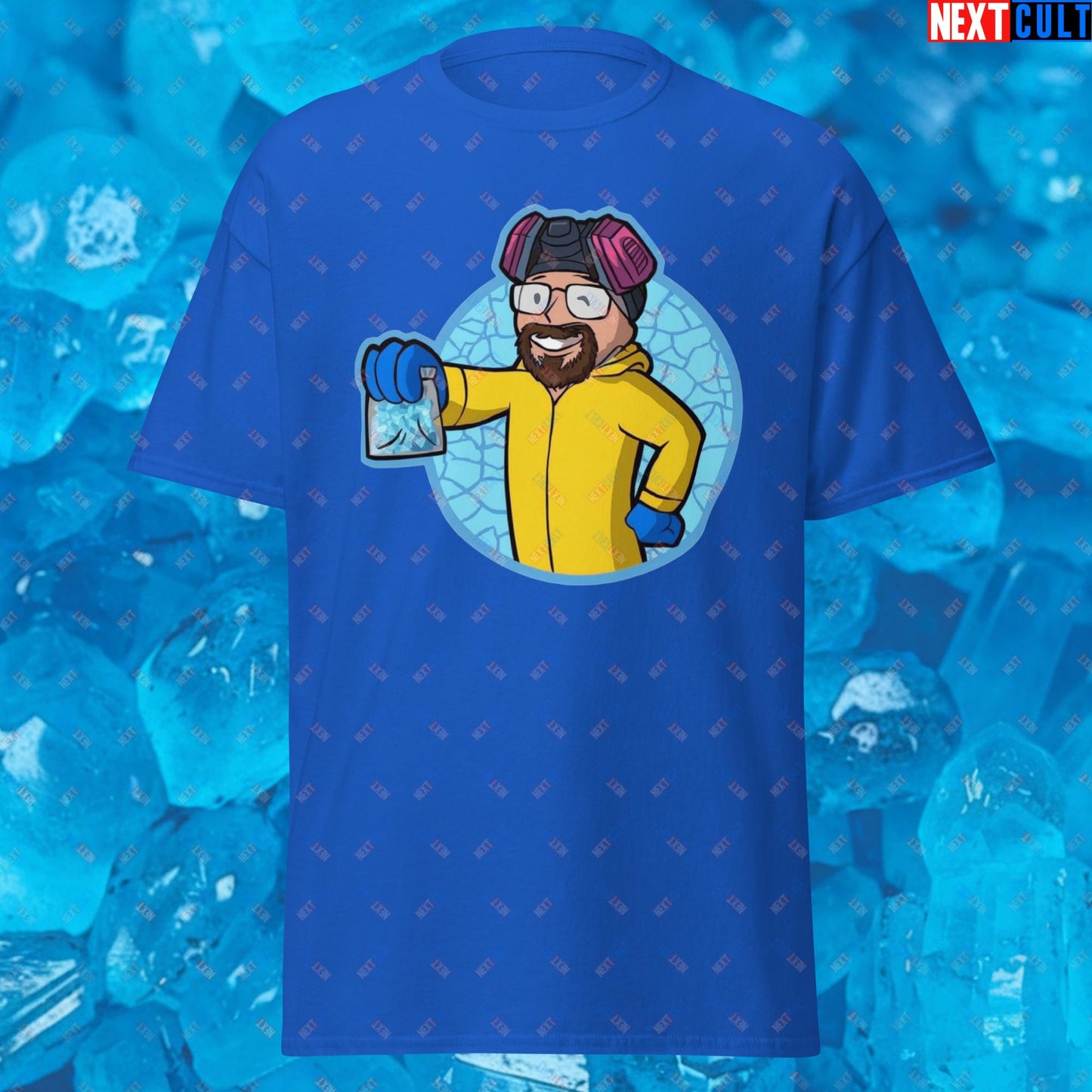 Chemistry Boy Walter White Breaking Bad Vault Boy Fallout Funny Meme Cartoon Mashup Unisex tee T-shirts Next Cult Brand