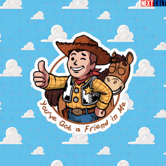 Cowboy Woody Toy Story Vault Boy Fallout Funny Meme Cartoon Mashup Bubble-free stickers Next Cult Brand