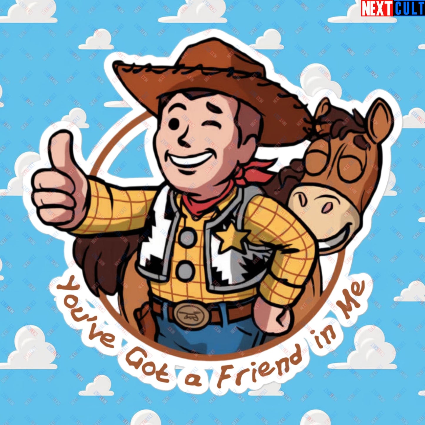 Cowboy Woody Toy Story Vault Boy Fallout Funny Meme Cartoon Mashup Bubble-free stickers 5.5″×5.5″ Stickers Fallout Movies Toy Story Vault Boy Next Cult Brand