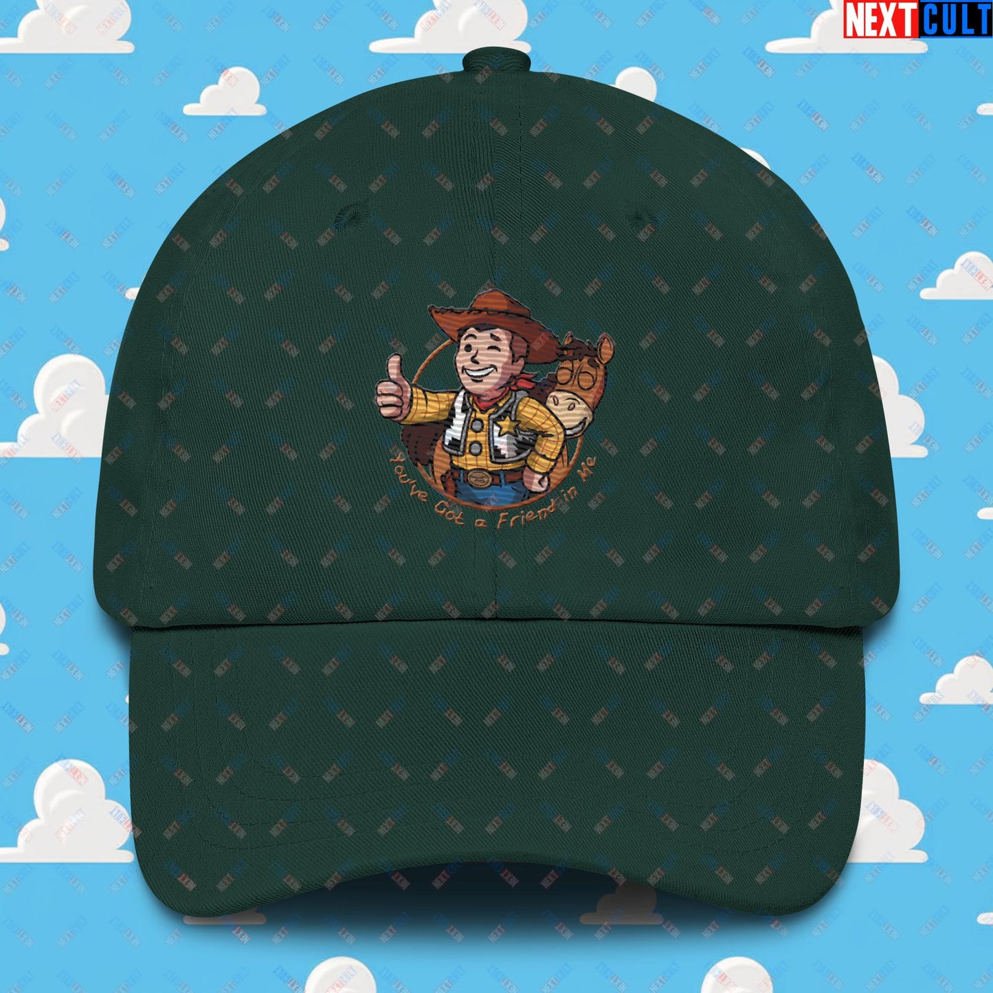 Cowboy Woody Toy Story Vault Boy Fallout Funny Meme Cartoon Mashup Dad hat Spruce Hats Fallout Movies Toy Story Vault Boy Next Cult Brand