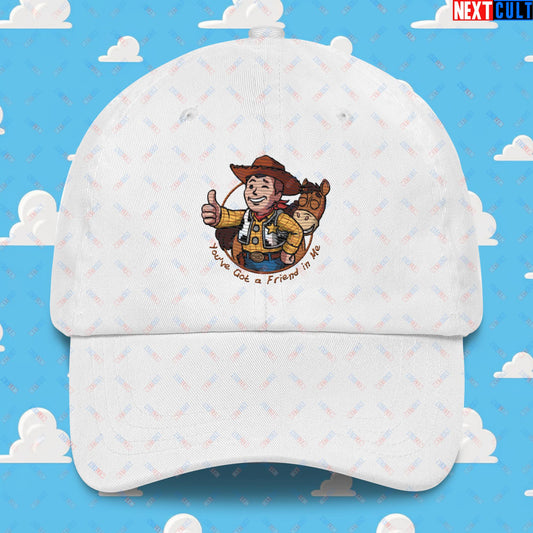 Cowboy Woody Toy Story Vault Boy Fallout Funny Meme Cartoon Mashup Dad hat Next Cult Brand