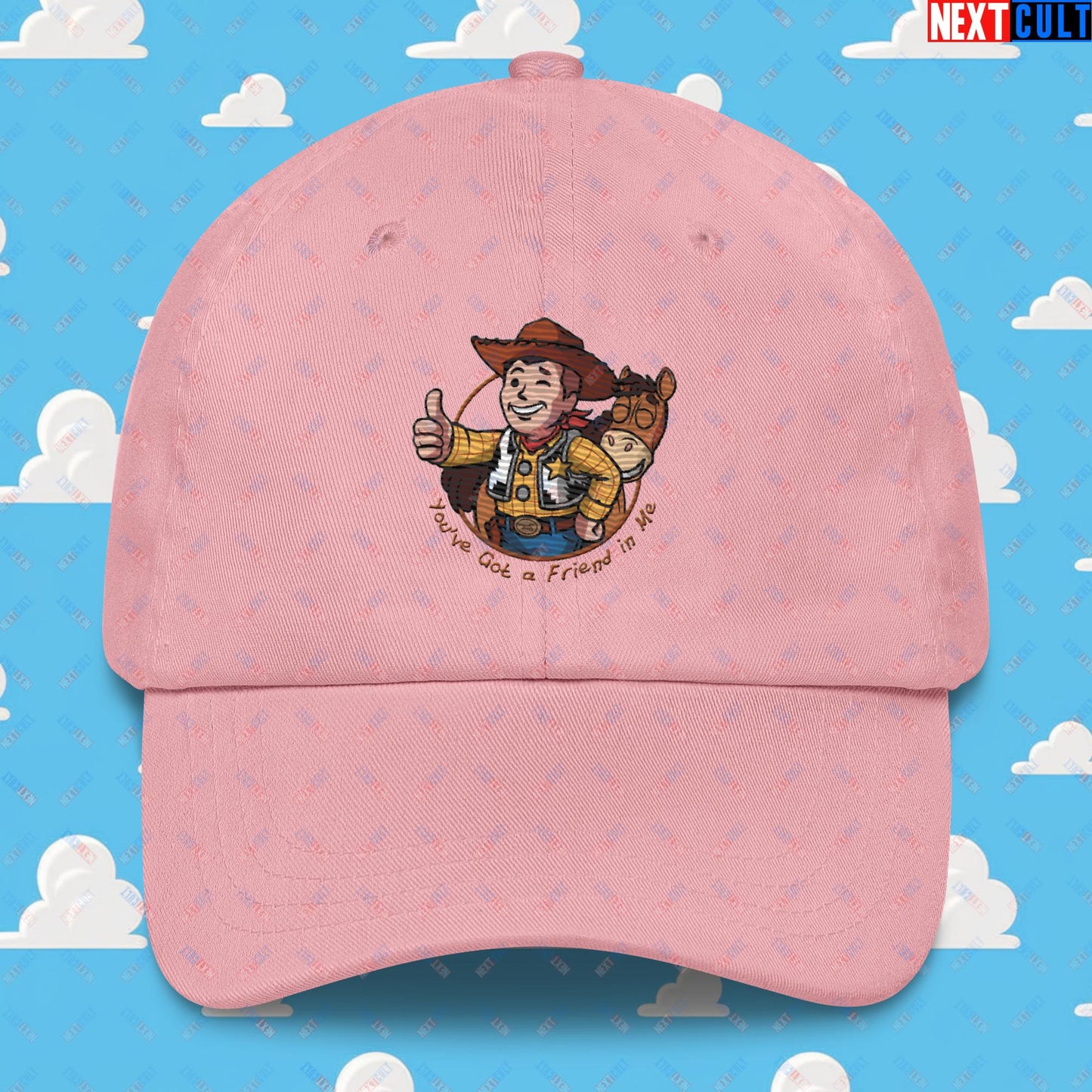 Cowboy Woody Toy Story Vault Boy Fallout Funny Meme Cartoon Mashup Dad hat Next Cult Brand