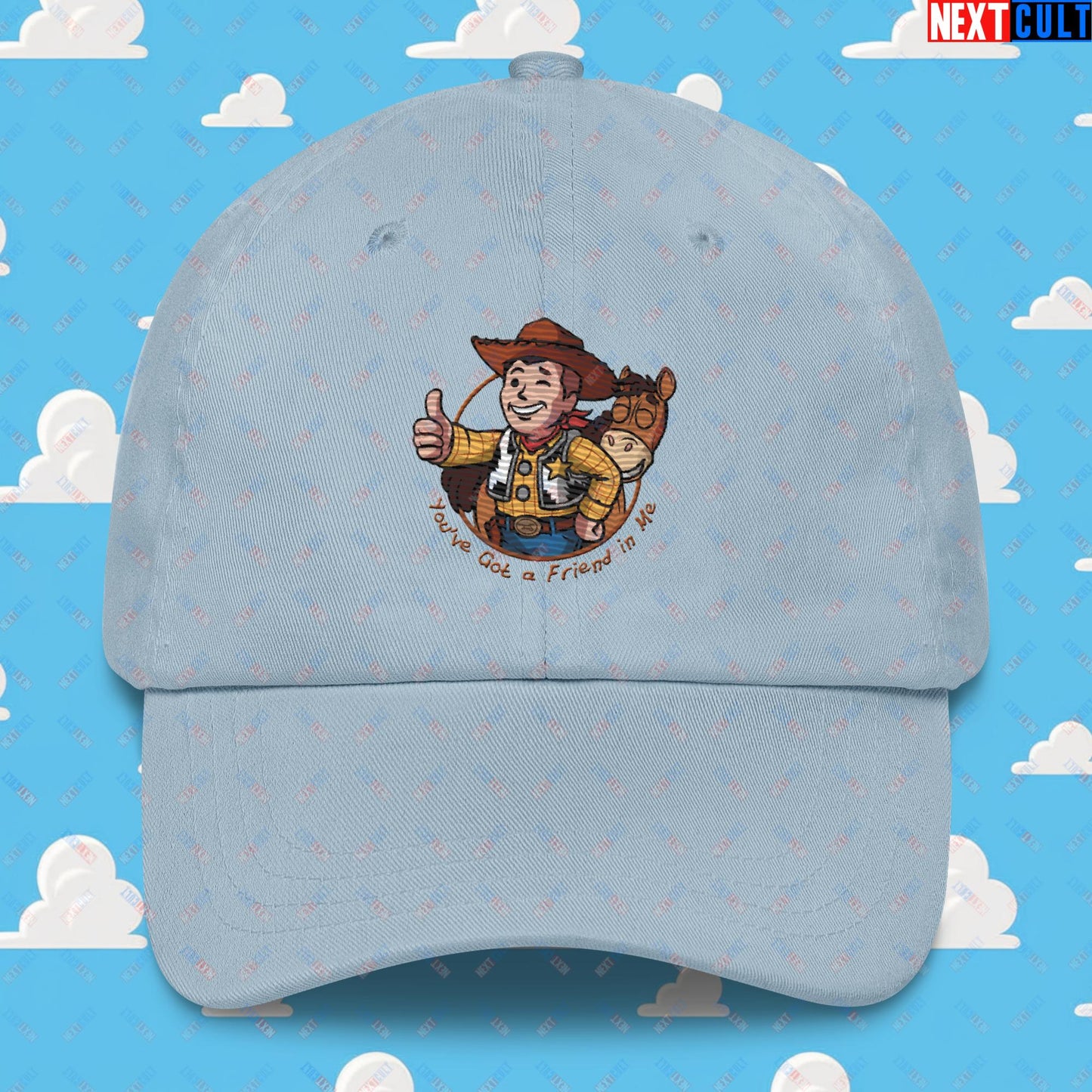 Cowboy Woody Toy Story Vault Boy Fallout Funny Meme Cartoon Mashup Dad hat Next Cult Brand