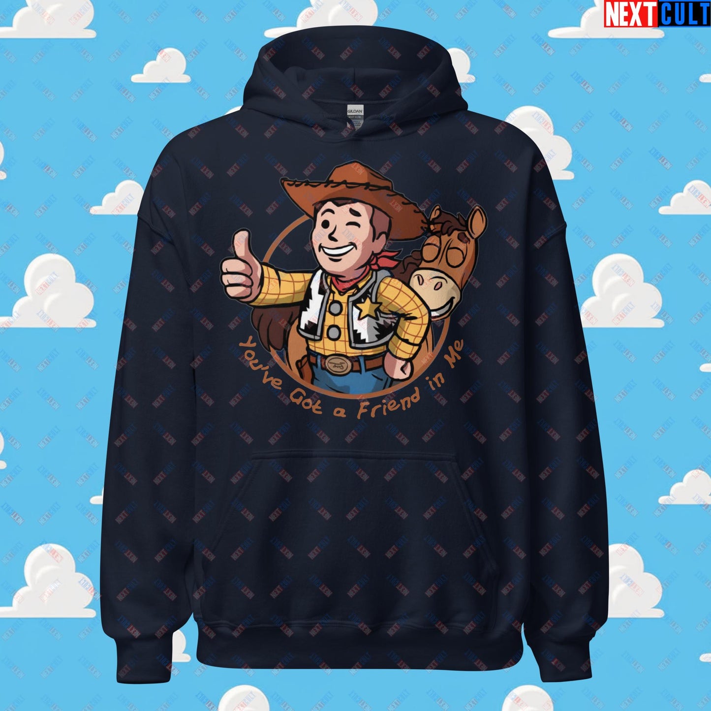 Cowboy Woody Toy Story Vault Boy Fallout Funny Meme Cartoon Mashup Unisex Hoodie Next Cult Brand