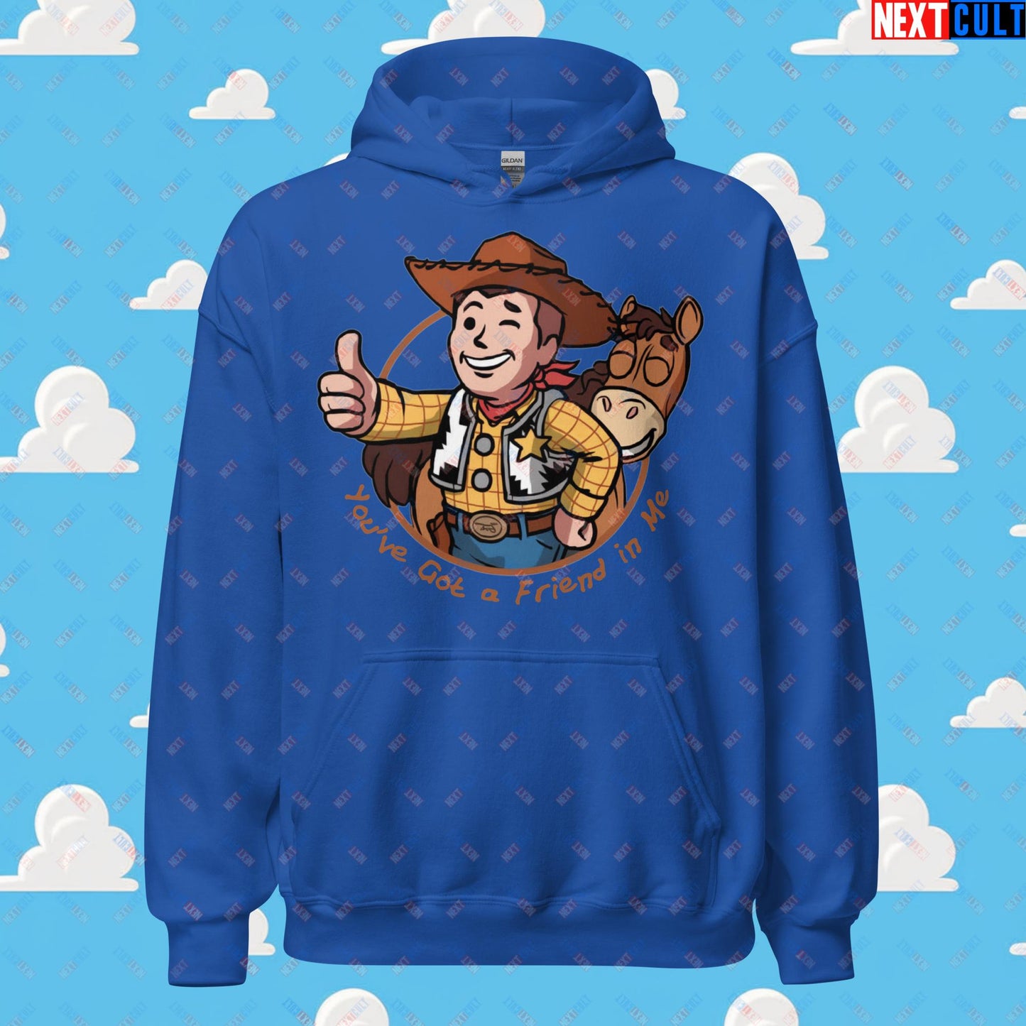 Cowboy Woody Toy Story Vault Boy Fallout Funny Meme Cartoon Mashup Unisex Hoodie Royal Hoodies Fallout Movies Toy Story Vault Boy Next Cult Brand