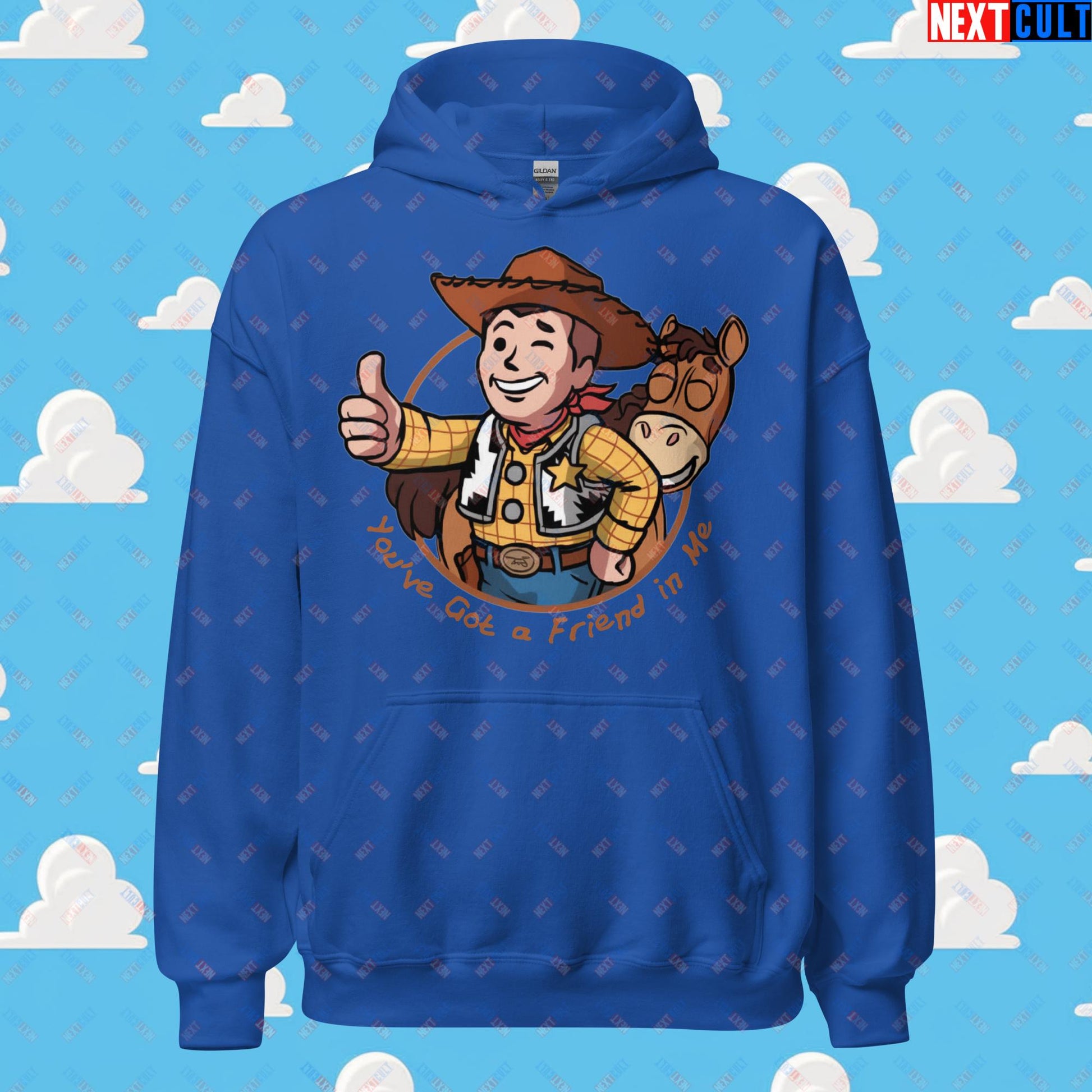 Cowboy Woody Toy Story Vault Boy Fallout Funny Meme Cartoon Mashup Unisex Hoodie Next Cult Brand