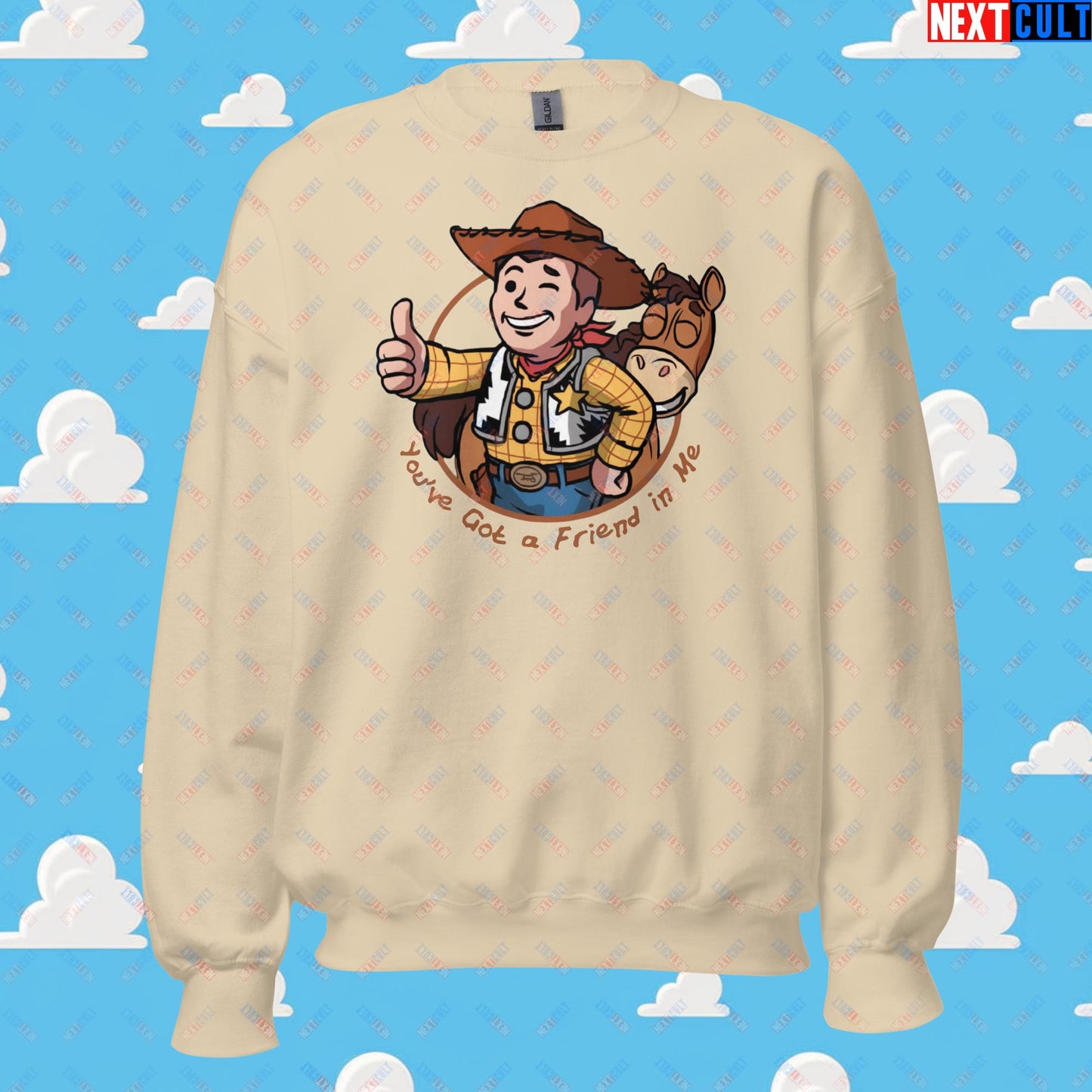 Cowboy Woody Toy Story Vault Boy Fallout Funny Meme Cartoon Mashup Unisex Sweatshirt Next Cult Brand