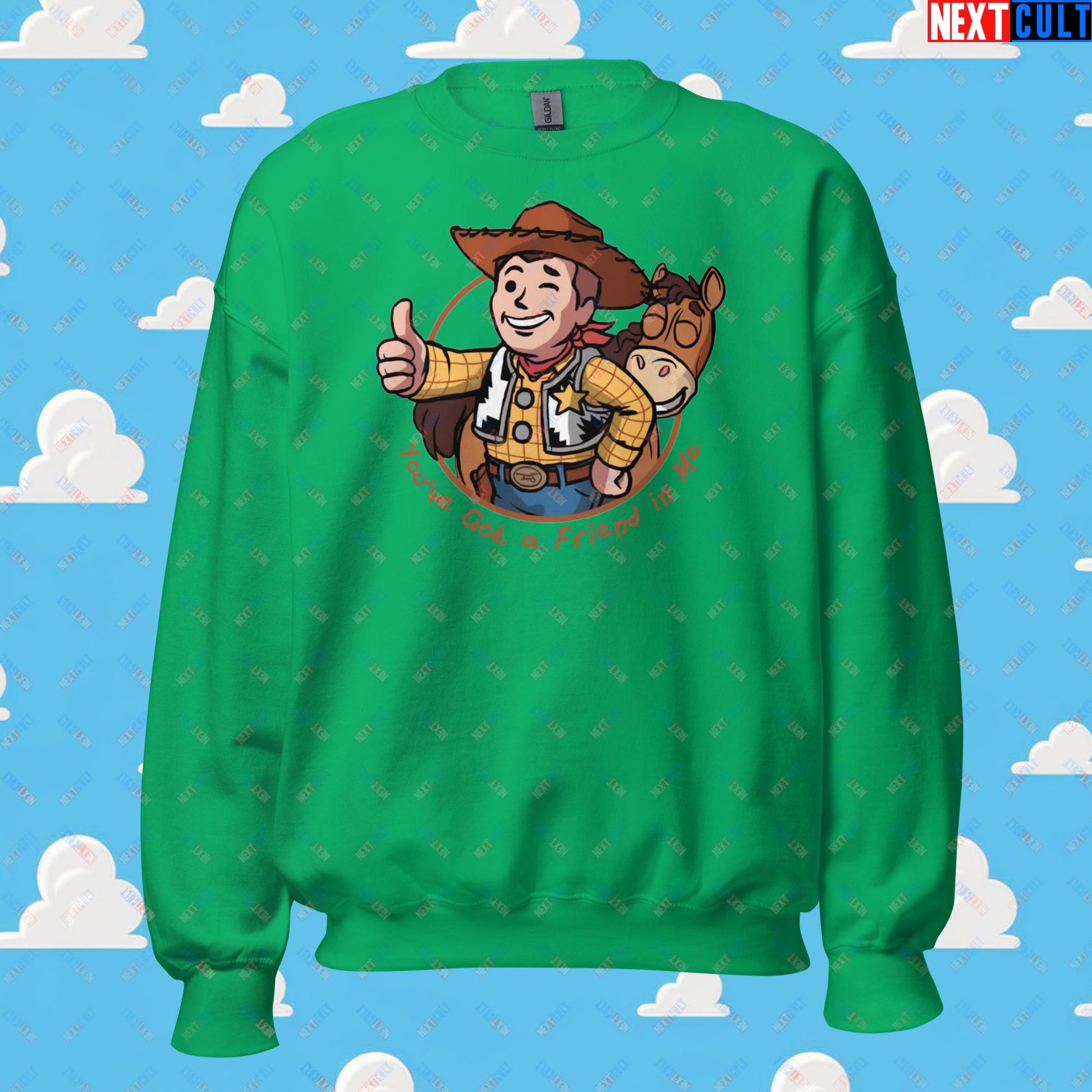 Cowboy Woody Toy Story Vault Boy Fallout Funny Meme Cartoon Mashup Unisex Sweatshirt Next Cult Brand