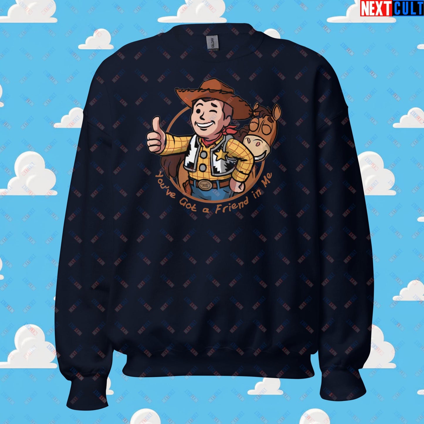 Cowboy Woody Toy Story Vault Boy Fallout Funny Meme Cartoon Mashup Unisex Sweatshirt Next Cult Brand