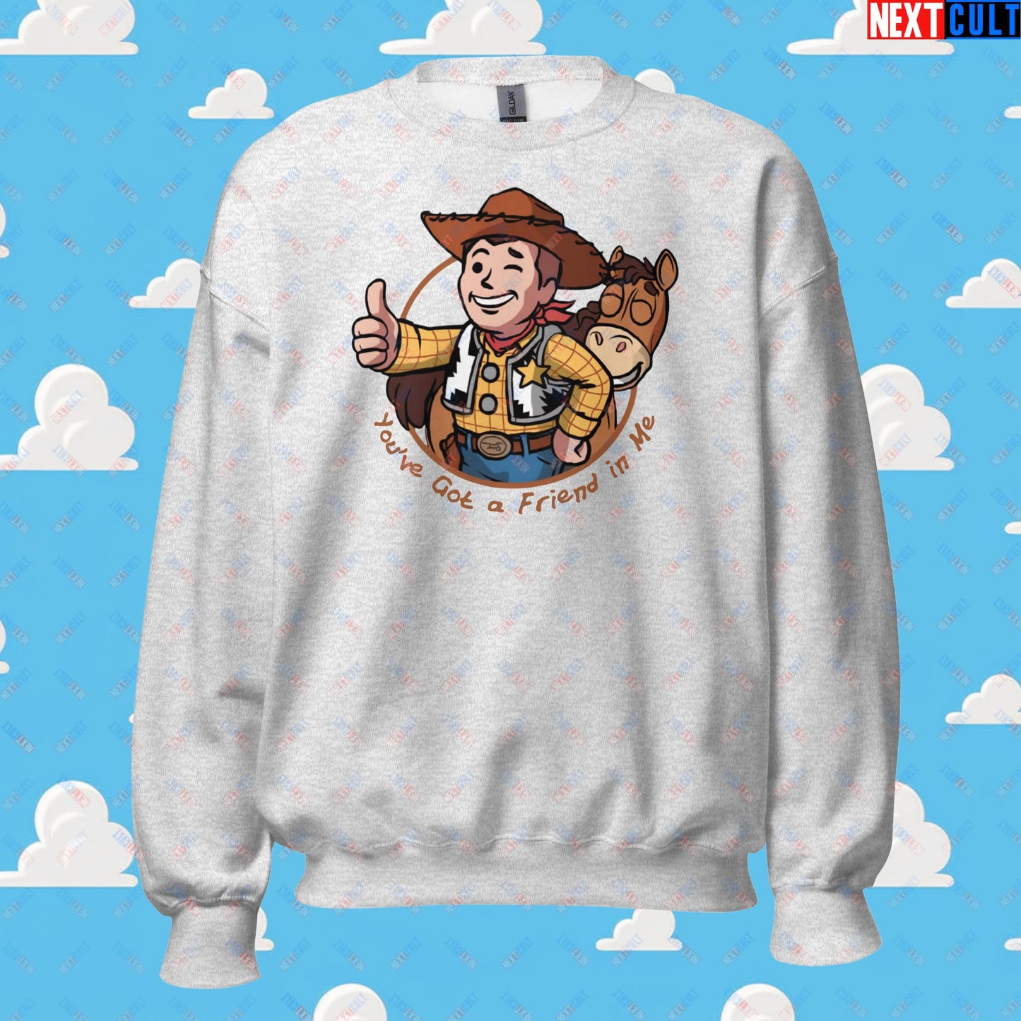 Cowboy Woody Toy Story Vault Boy Fallout Funny Meme Cartoon Mashup Unisex Sweatshirt Ash Sweatshirts Fallout Movies Toy Story Vault Boy Next Cult Brand