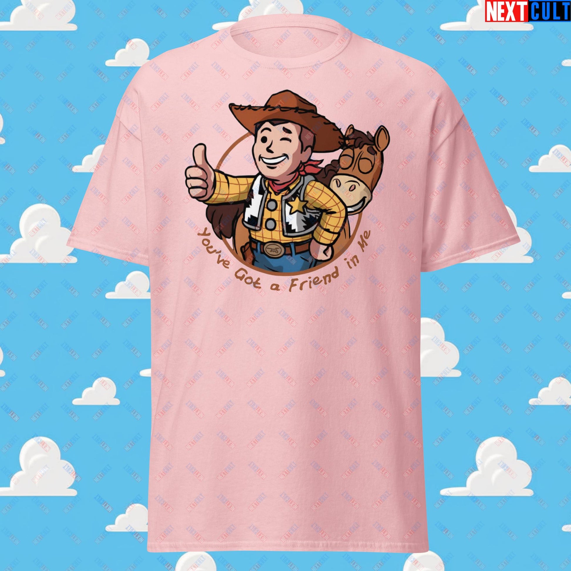 Cowboy Woody Toy Story Vault Boy Fallout Funny Meme Cartoon Mashup Unisex tee Next Cult Brand