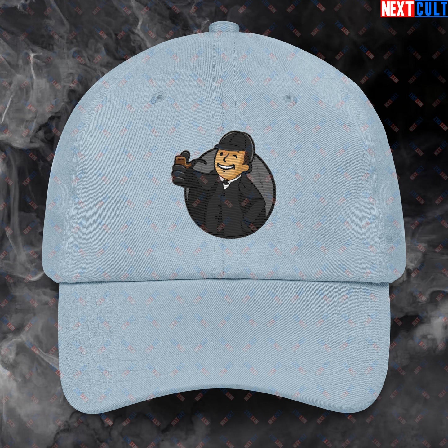 Detective Boy Sherlock Holmes Vault Boy Fallout Funny Meme Cartoon Mashup Dad hat Next Cult Brand