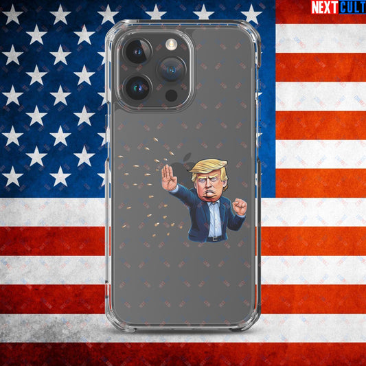 Donald Trump Shooting Assassination Attempt Funny Republican Politics Matrix Parody Clear Case for iPhone Next Cult Brand