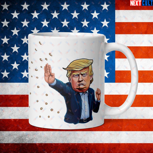 Donald Trump Shooting Assassination Attempt Funny Republican Politics Matrix Parody White glossy mug Next Cult Brand