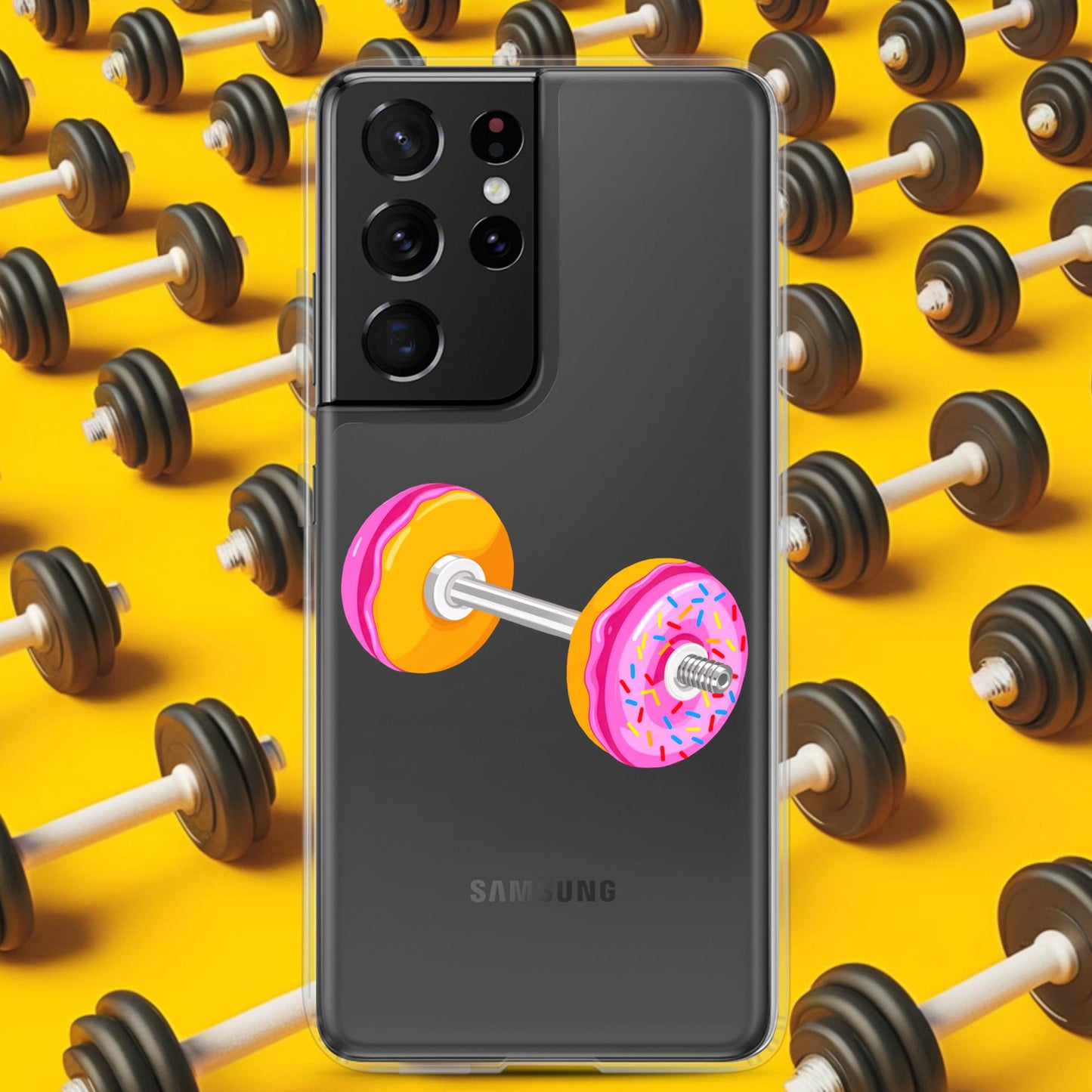 Donut Dumbbell Donuts Barbell Funny Bulk Diet Gym Workout Fitness Bodybuilding Clear Case for Samsung Next Cult Brand