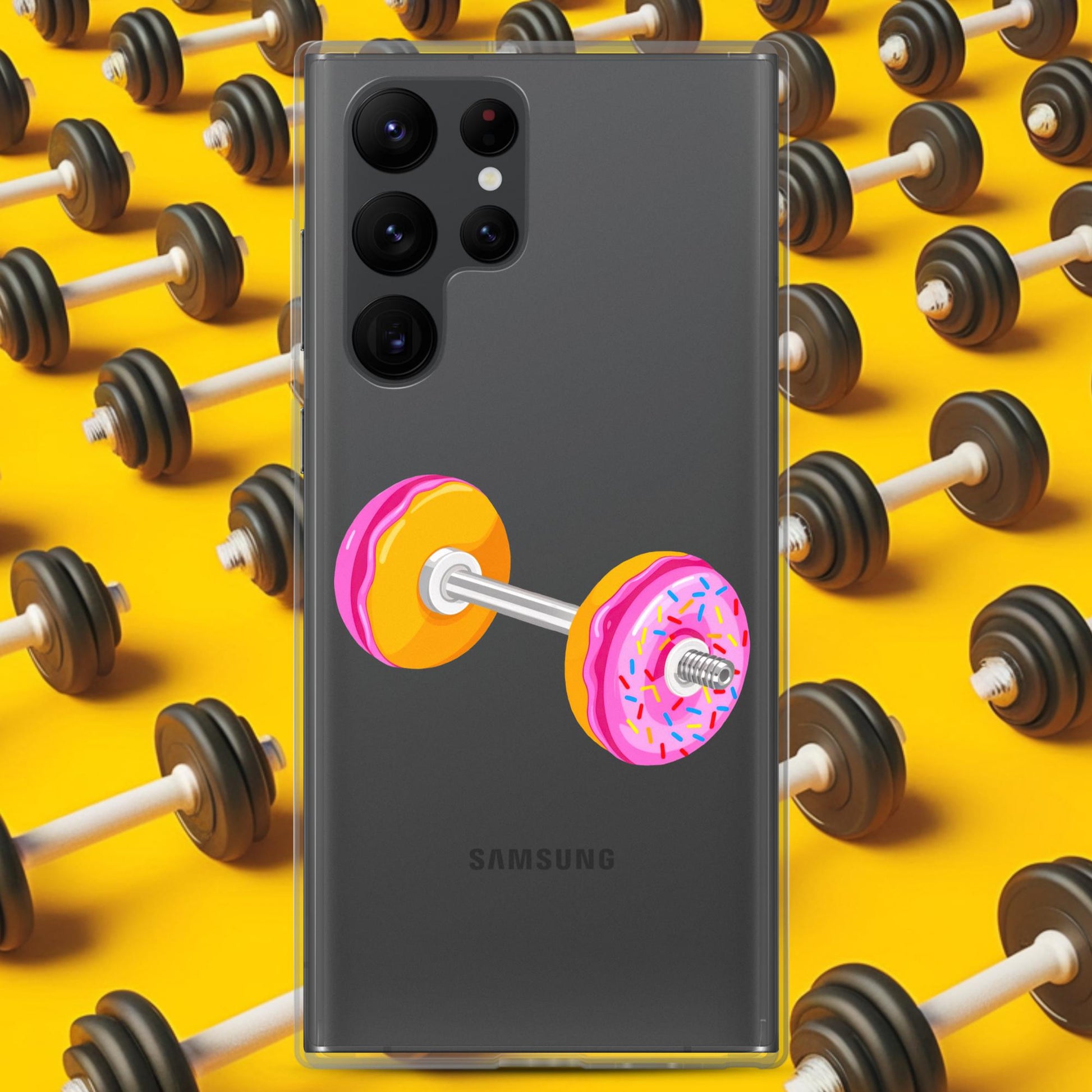 Donut Dumbbell Donuts Barbell Funny Bulk Diet Gym Workout Fitness Bodybuilding Clear Case for Samsung Next Cult Brand