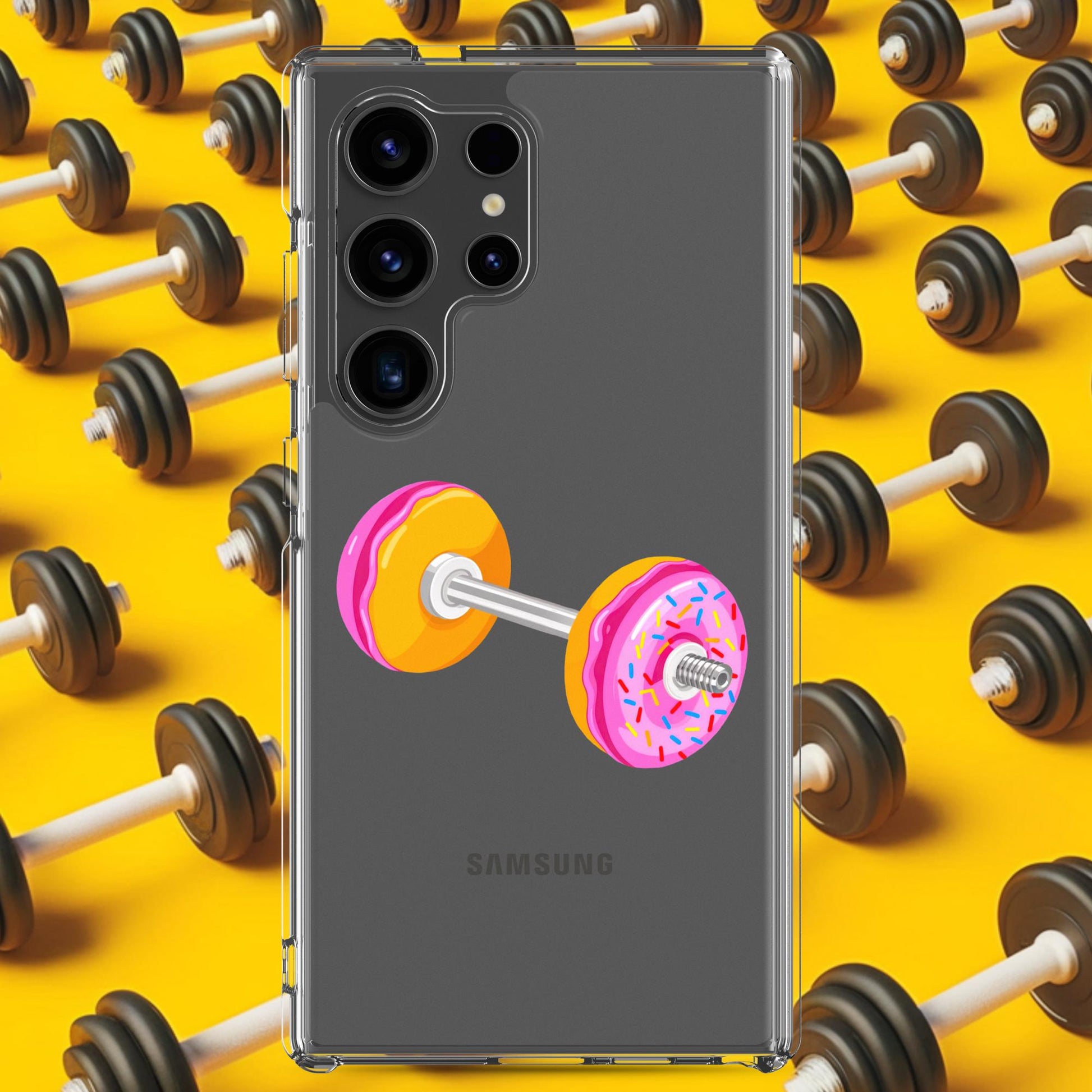 Donut Dumbbell Donuts Barbell Funny Bulk Diet Gym Workout Fitness Bodybuilding Clear Case for Samsung Next Cult Brand
