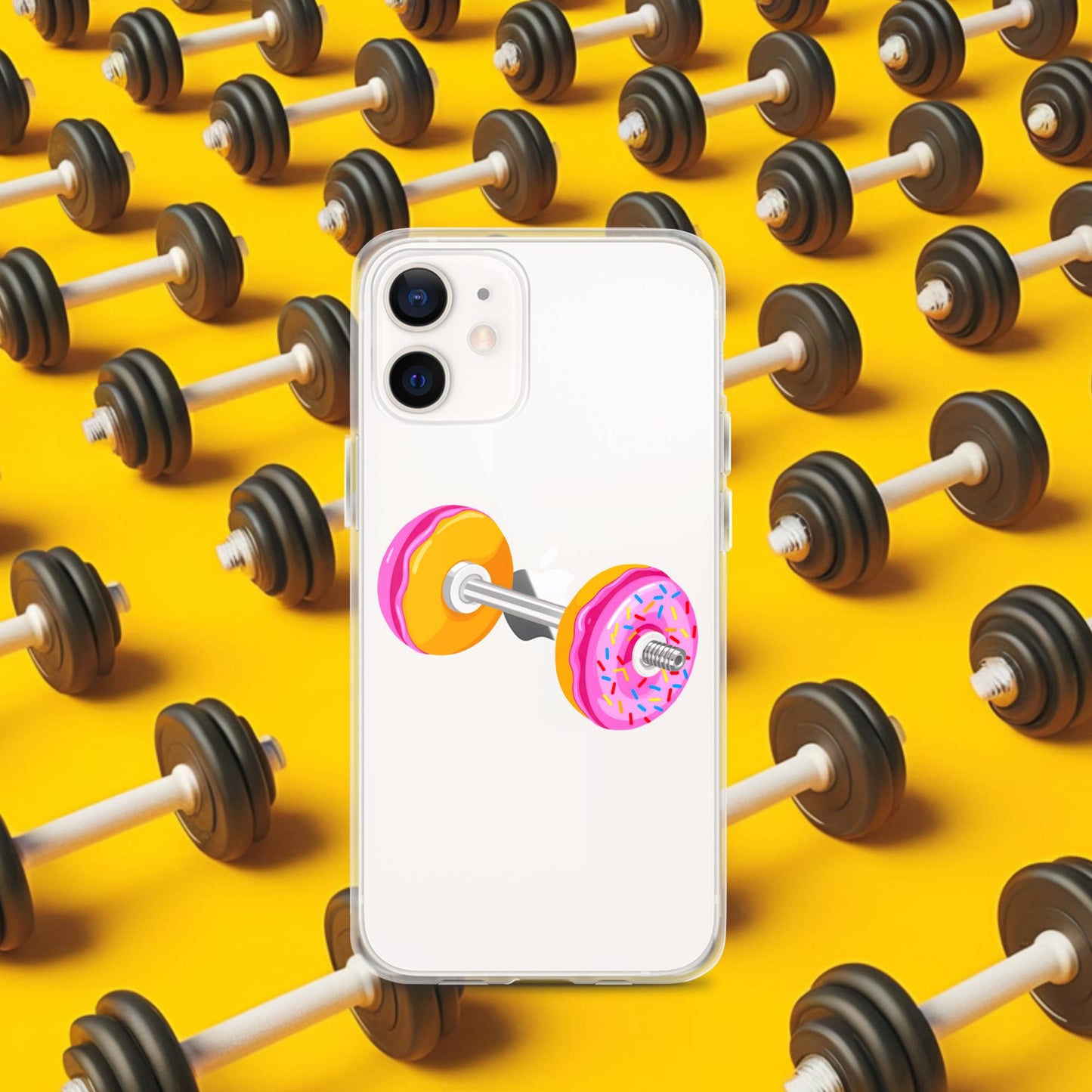 Donut Dumbbell Donuts Barbell Funny Bulk Diet Gym Workout Fitness Bodybuilding Clear Case for iPhone Next Cult Brand