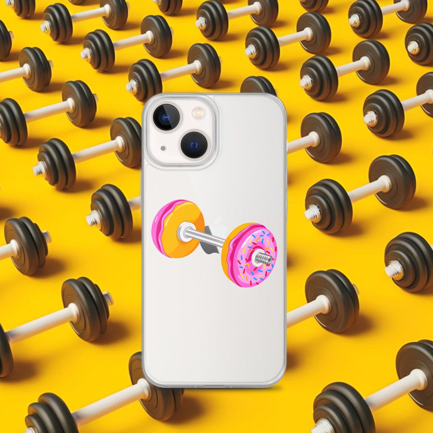 Donut Dumbbell Donuts Barbell Funny Bulk Diet Gym Workout Fitness Bodybuilding Clear Case for iPhone Next Cult Brand