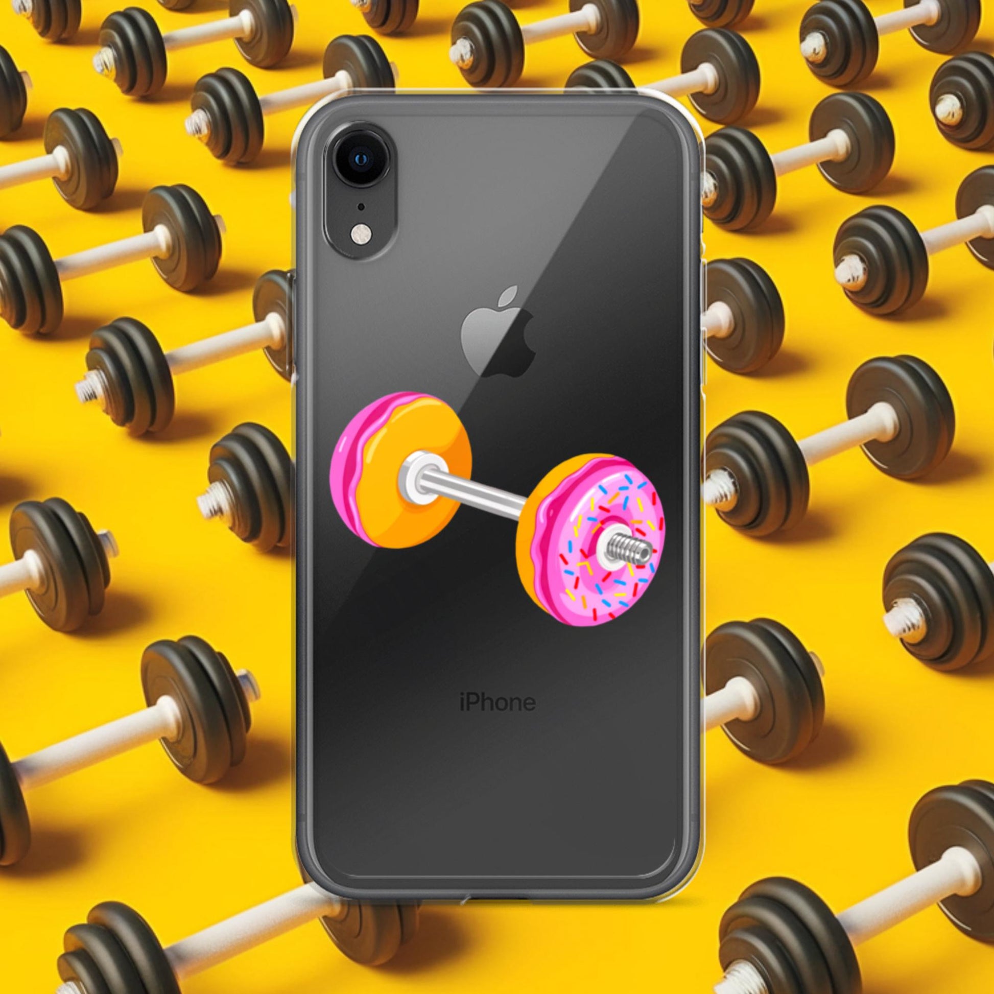 Donut Dumbbell Donuts Barbell Funny Bulk Diet Gym Workout Fitness Bodybuilding Clear Case for iPhone Next Cult Brand