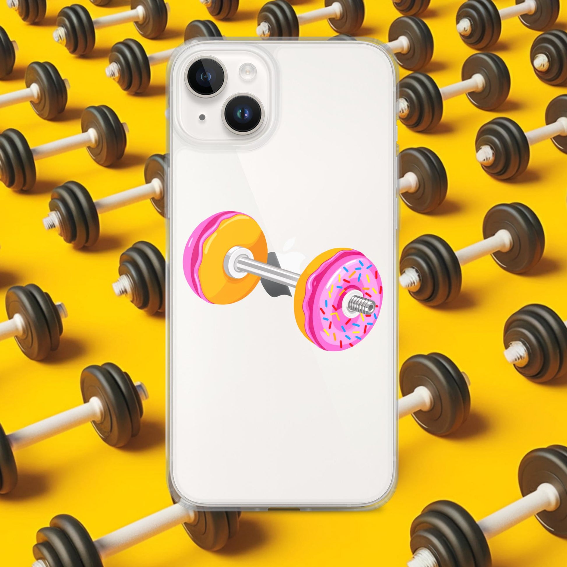 Donut Dumbbell Donuts Barbell Funny Bulk Diet Gym Workout Fitness Bodybuilding Clear Case for iPhone Next Cult Brand