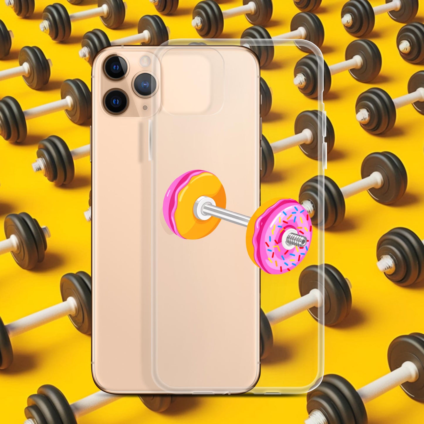 Donut Dumbbell Donuts Barbell Funny Bulk Diet Gym Workout Fitness Bodybuilding Clear Case for iPhone Next Cult Brand