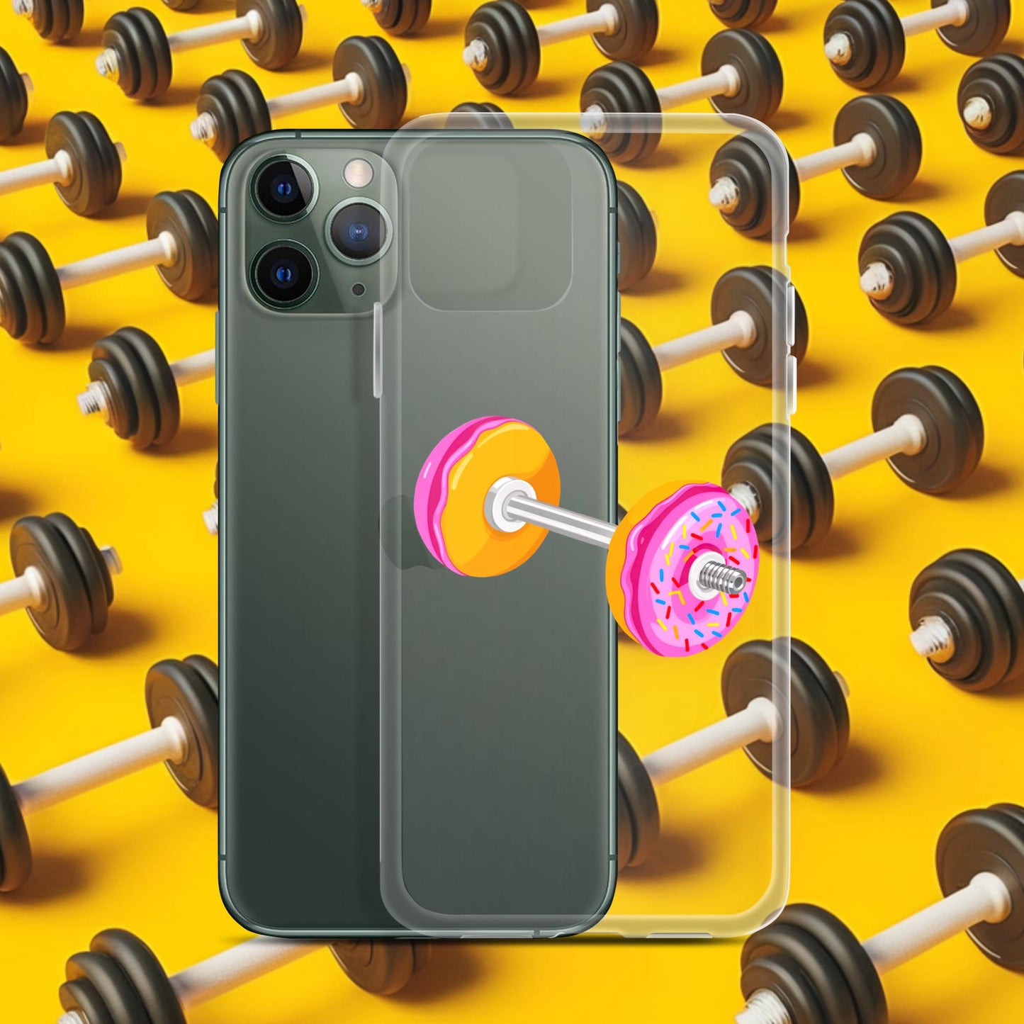 Donut Dumbbell Donuts Barbell Funny Bulk Diet Gym Workout Fitness Bodybuilding Clear Case for iPhone Next Cult Brand