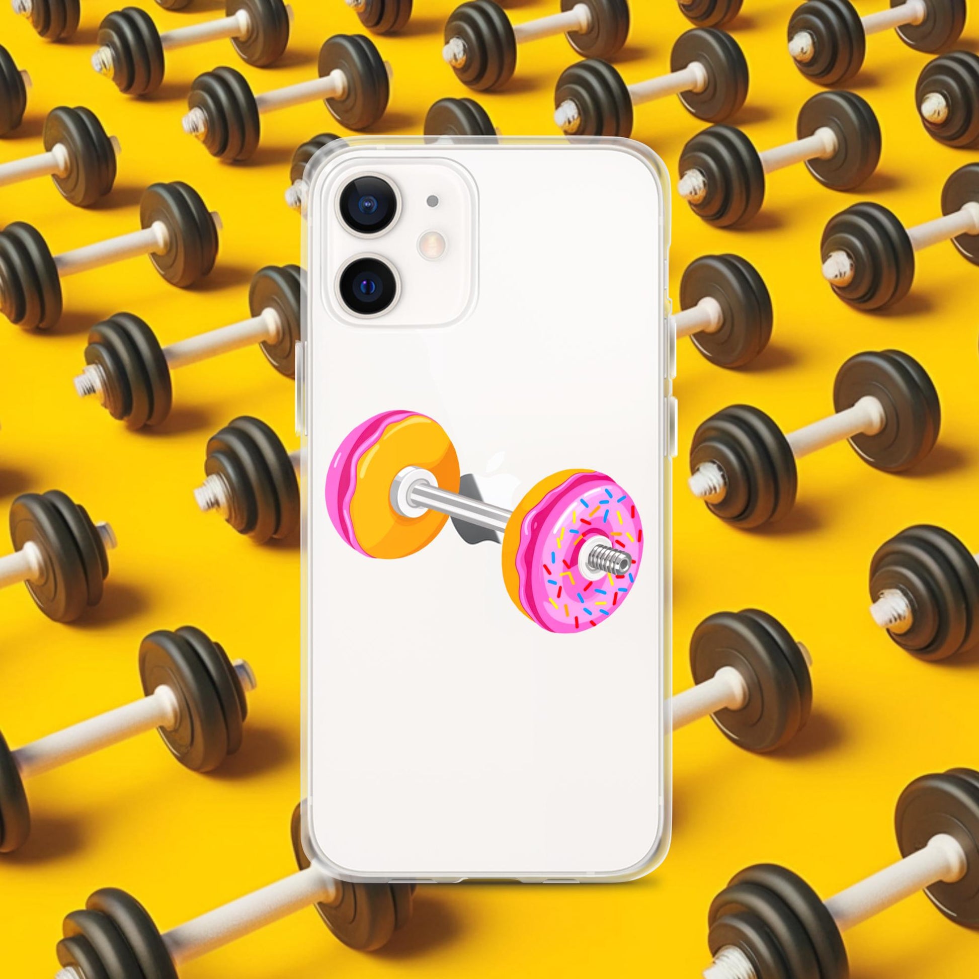 Donut Dumbbell Donuts Barbell Funny Bulk Diet Gym Workout Fitness Bodybuilding Clear Case for iPhone Next Cult Brand