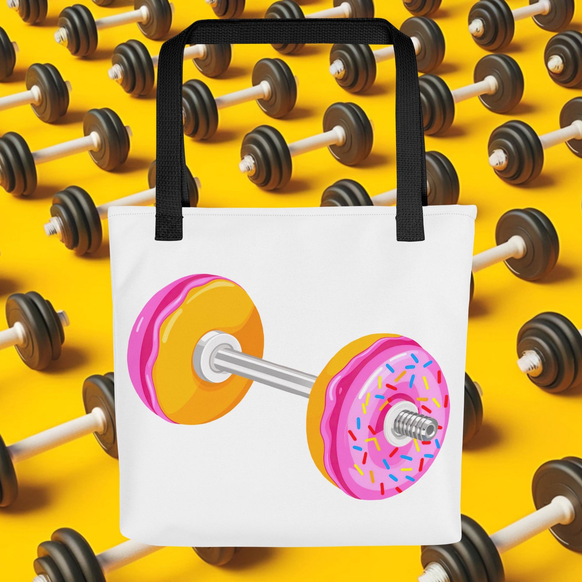 Donut Dumbbell Donuts Barbell Funny Bulk Diet Gym Workout Fitness Bodybuilding Tote bag Next Cult Brand