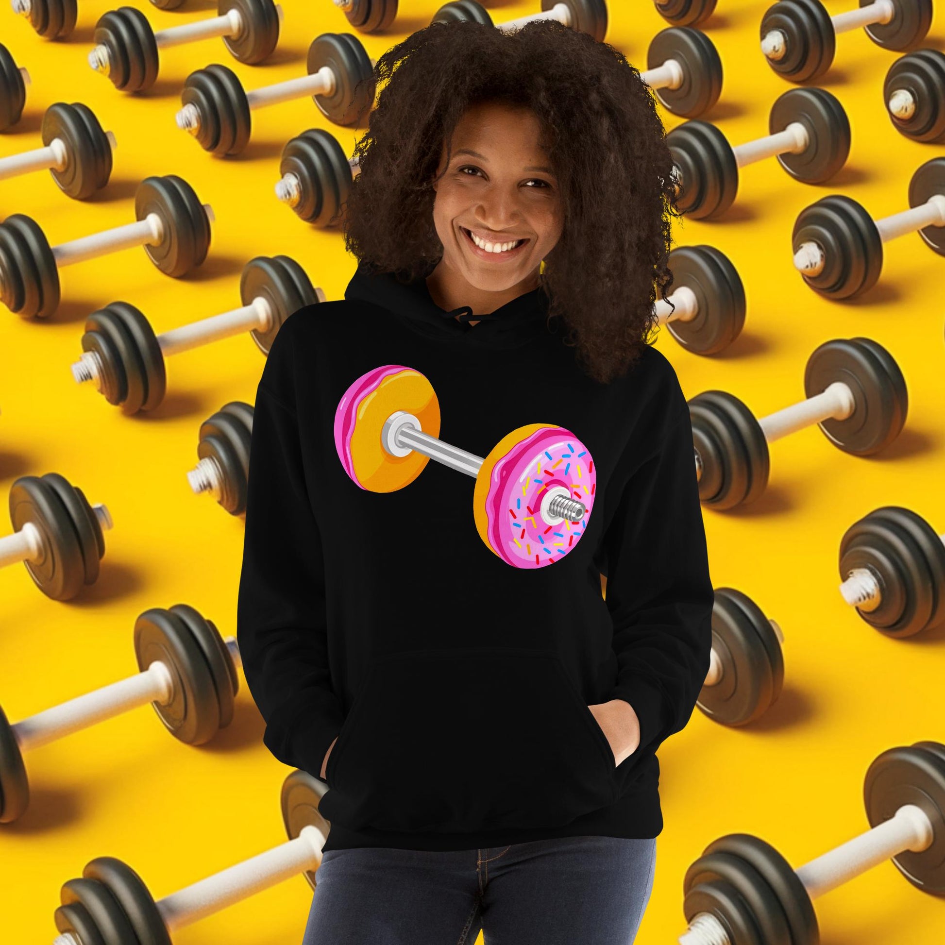 Donut Dumbbell Donuts Barbell Funny Bulk Diet Gym Workout Fitness Bodybuilding Unisex Hoodie Next Cult Brand