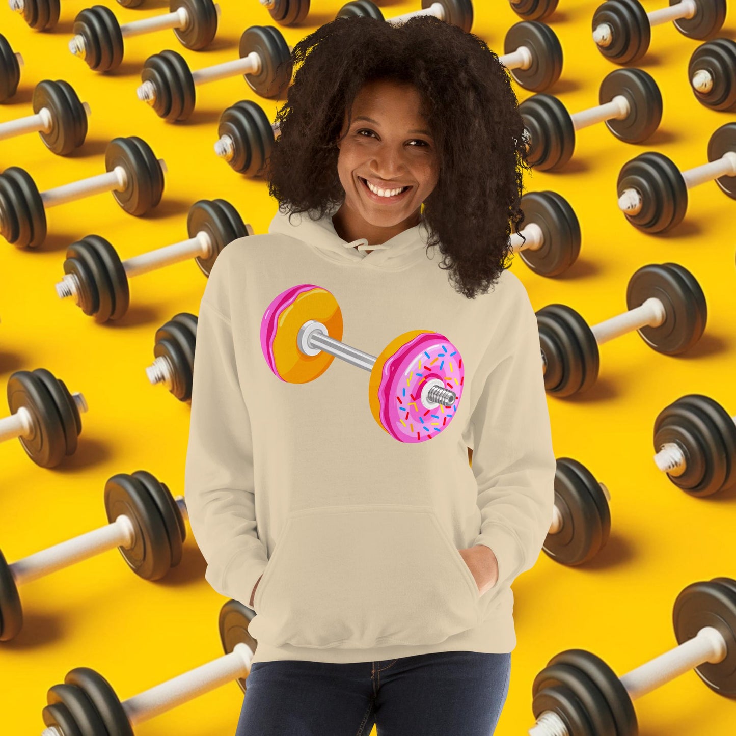 Donut Dumbbell Donuts Barbell Funny Bulk Diet Gym Workout Fitness Bodybuilding Unisex Hoodie Next Cult Brand