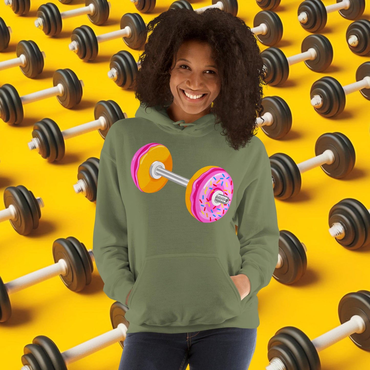 Donut Dumbbell Donuts Barbell Funny Bulk Diet Gym Workout Fitness Bodybuilding Unisex Hoodie Next Cult Brand