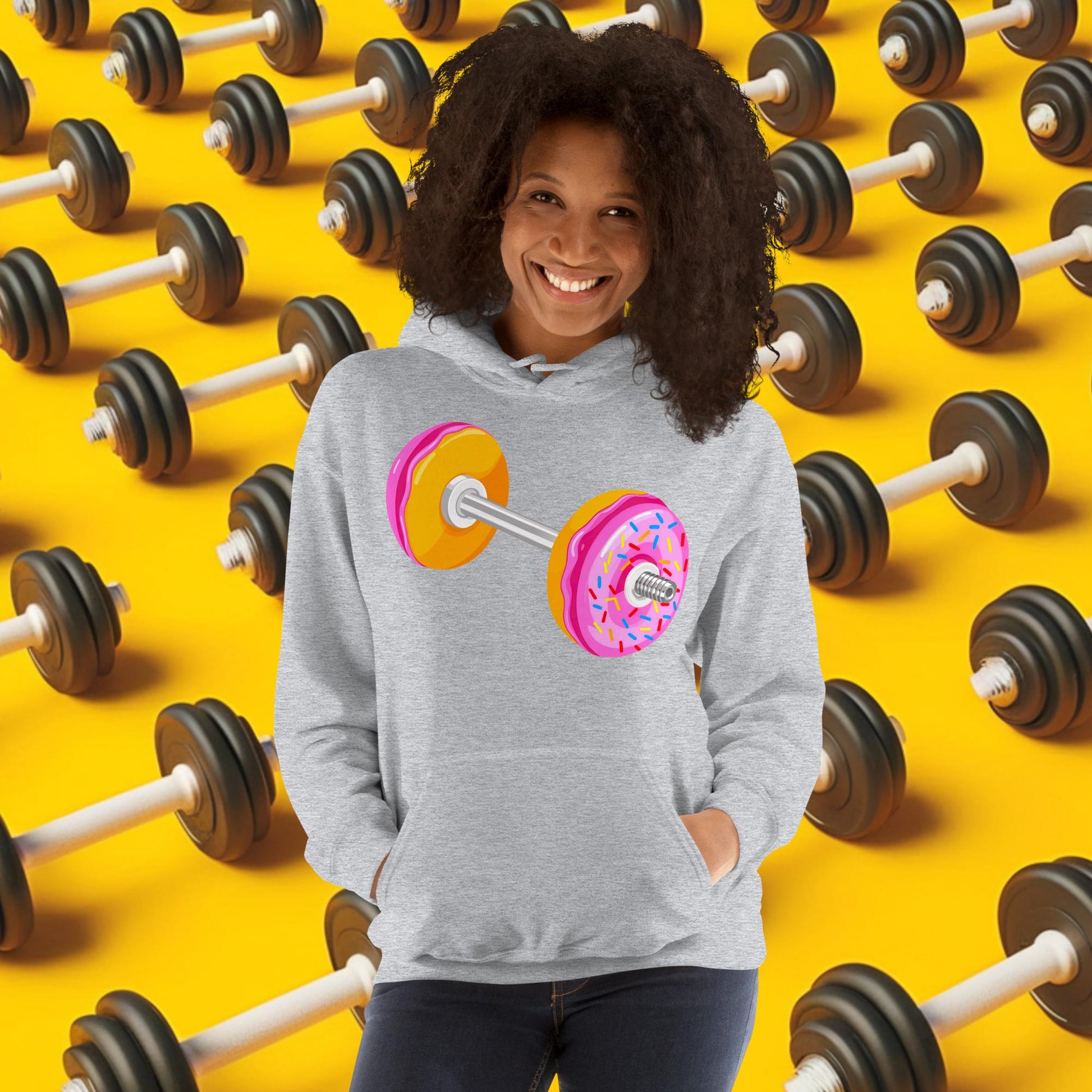 Donut Dumbbell Donuts Barbell Funny Bulk Diet Gym Workout Fitness Bodybuilding Unisex Hoodie Next Cult Brand