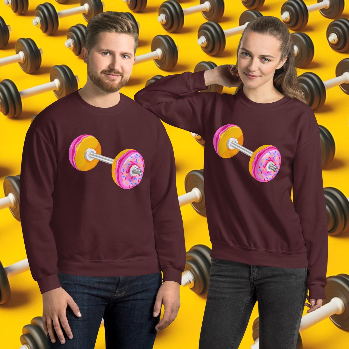 Donut Dumbbell Donuts Barbell Funny Bulk Diet Gym Workout Fitness Bodybuilding Unisex Sweatshirt Next Cult Brand