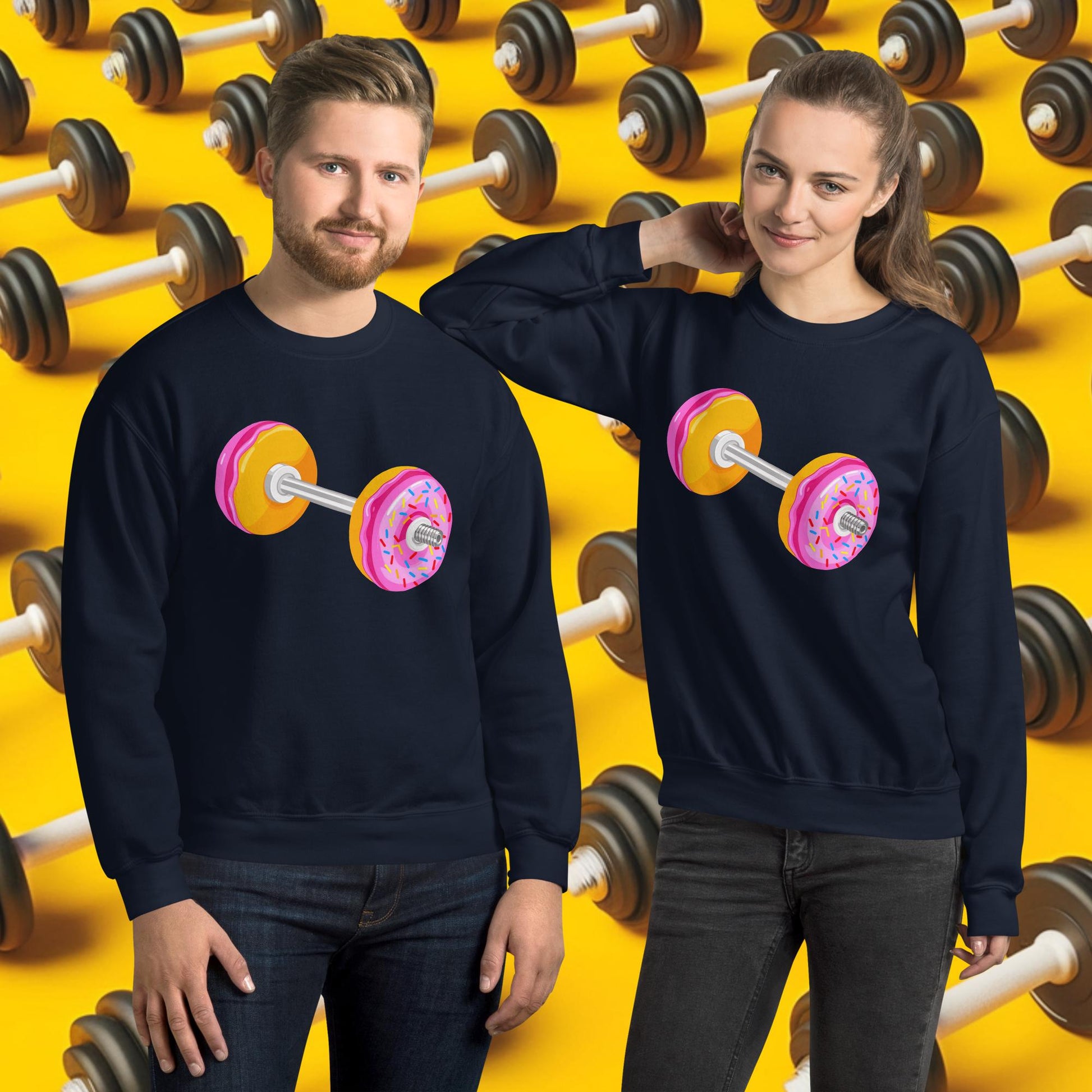 Donut Dumbbell Donuts Barbell Funny Bulk Diet Gym Workout Fitness Bodybuilding Unisex Sweatshirt Next Cult Brand