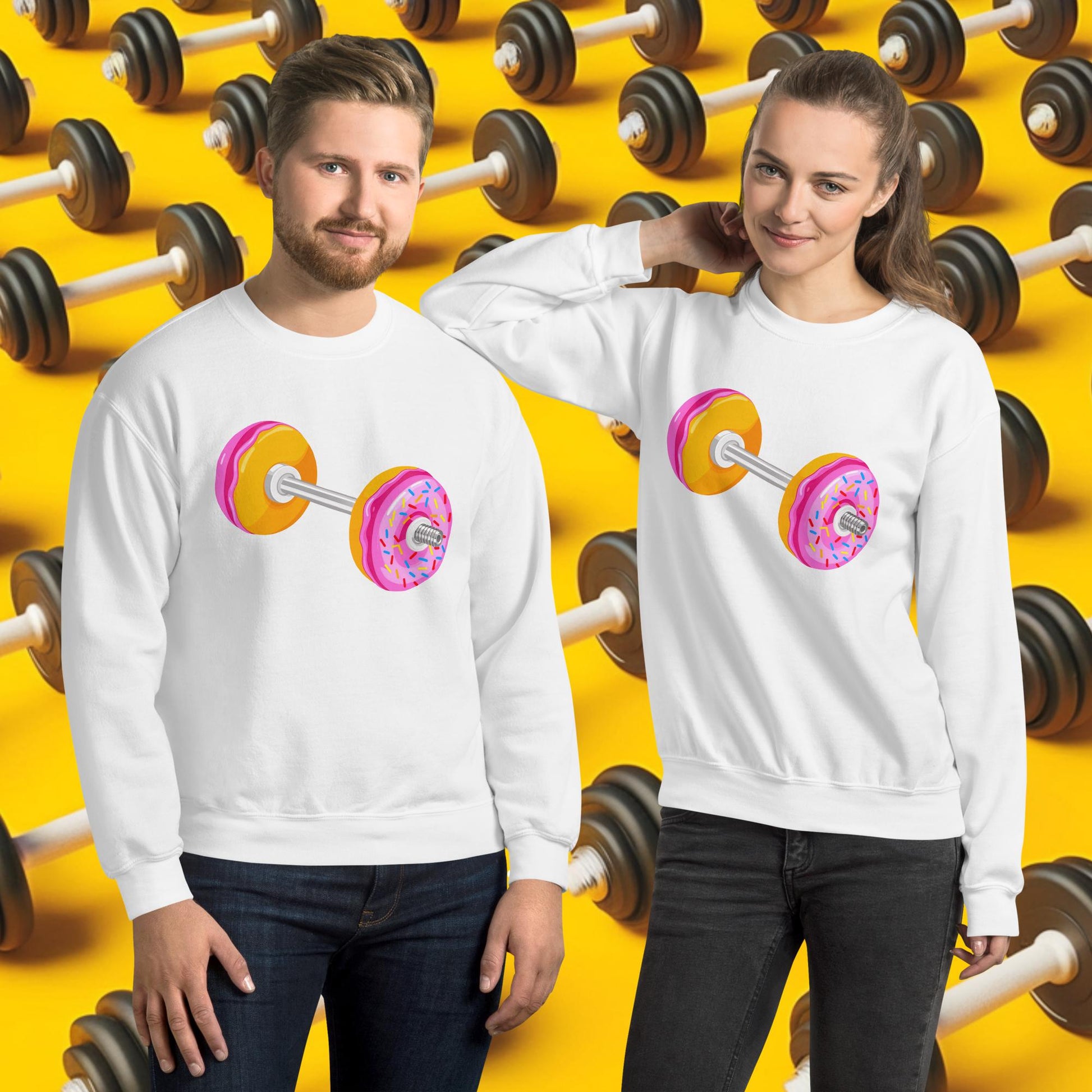 Donut Dumbbell Donuts Barbell Funny Bulk Diet Gym Workout Fitness Bodybuilding Unisex Sweatshirt Next Cult Brand