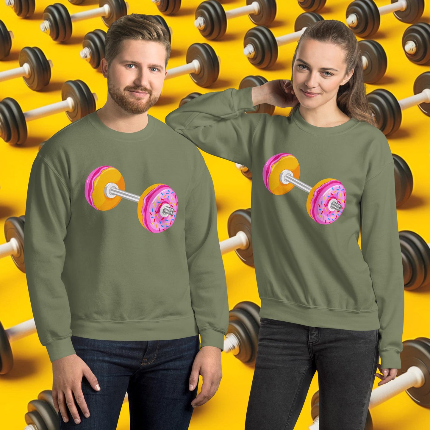 Donut Dumbbell Donuts Barbell Funny Bulk Diet Gym Workout Fitness Bodybuilding Unisex Sweatshirt Next Cult Brand