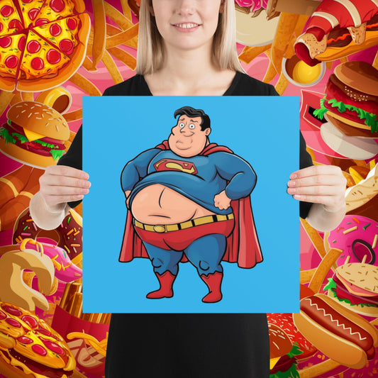 Fat Superhero Funny Inaction Hero Poster Next Cult Brand