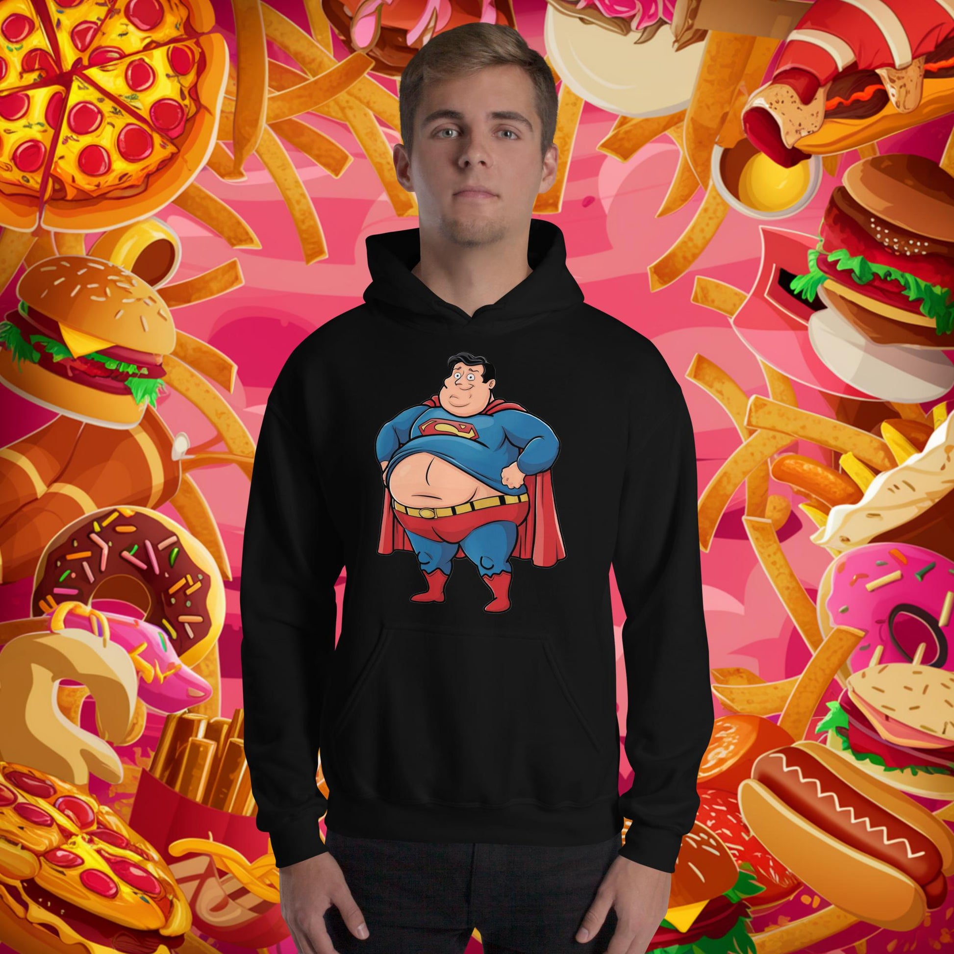 Fat Superhero Funny Inaction Hero Unisex Hoodie Next Cult Brand