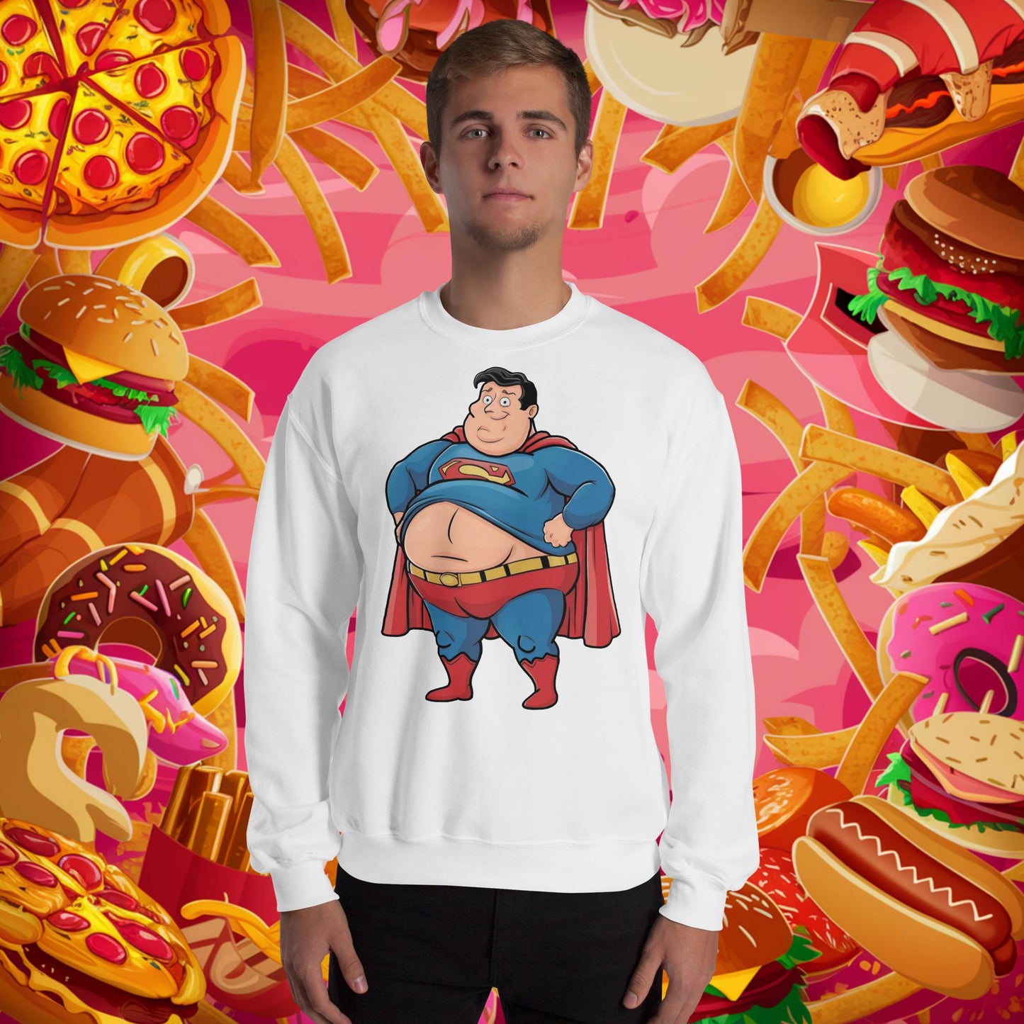 Fat Superhero Funny Inaction Hero Unisex Sweatshirt Next Cult Brand