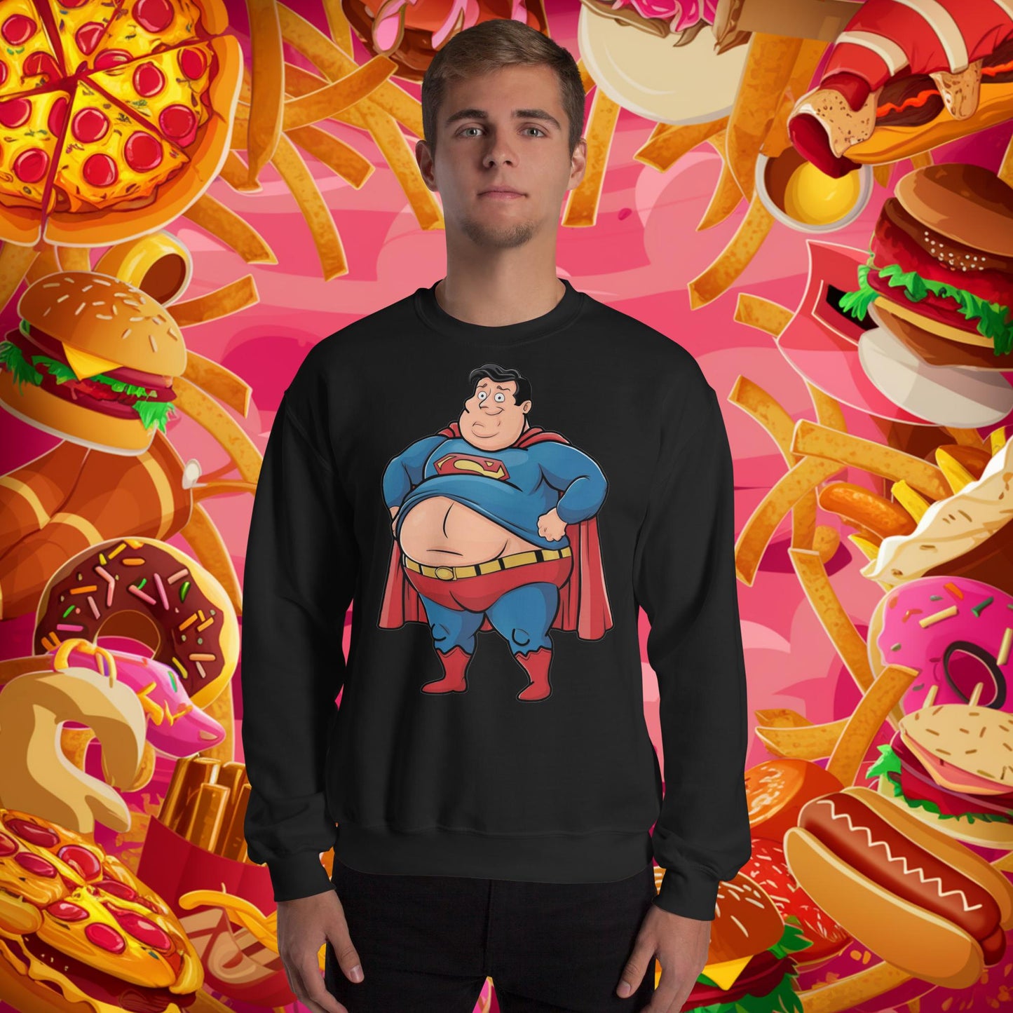 Fat Superhero Funny Inaction Hero Unisex Sweatshirt Next Cult Brand